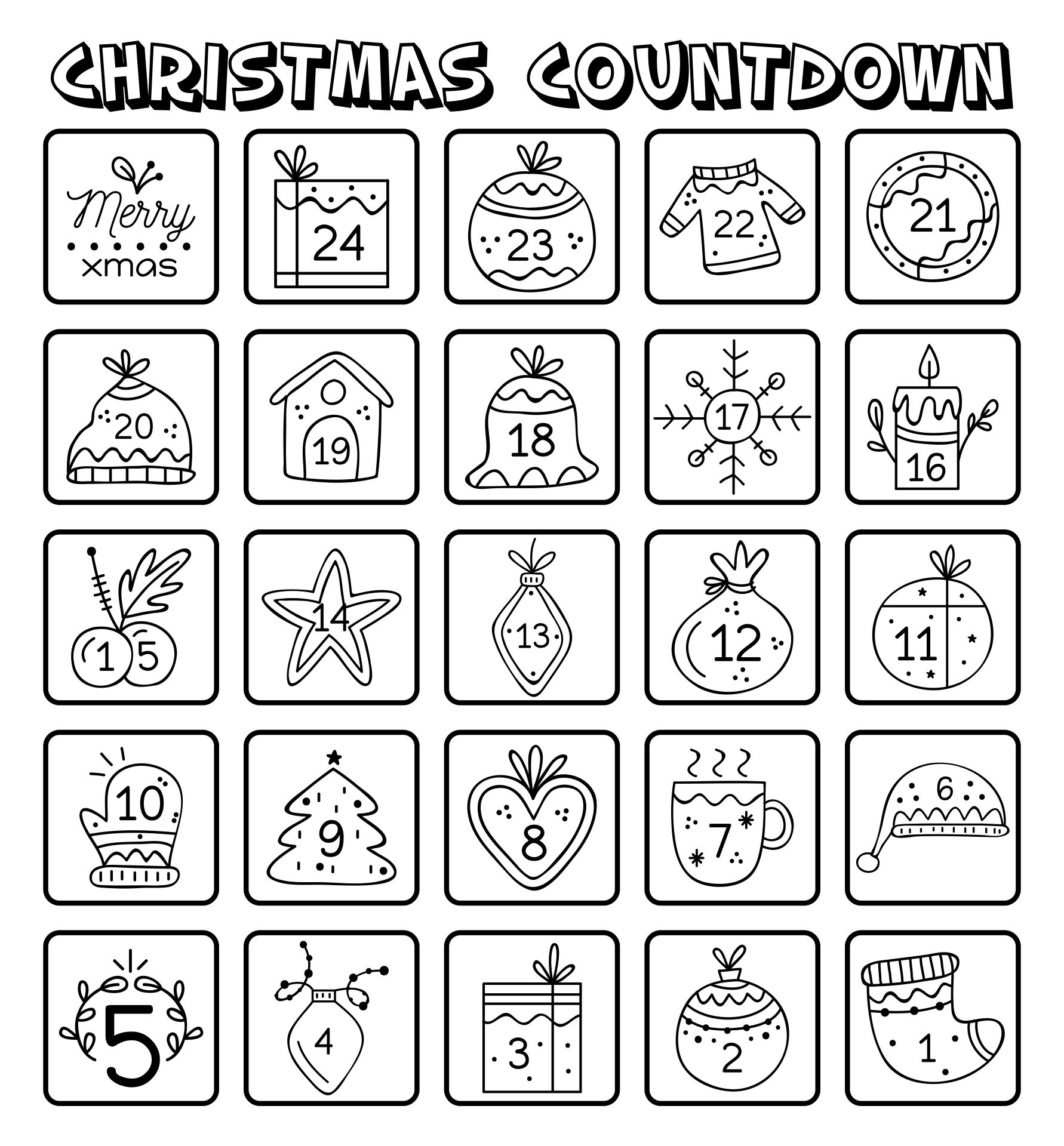 Christmas Countdown Coloring Printables
