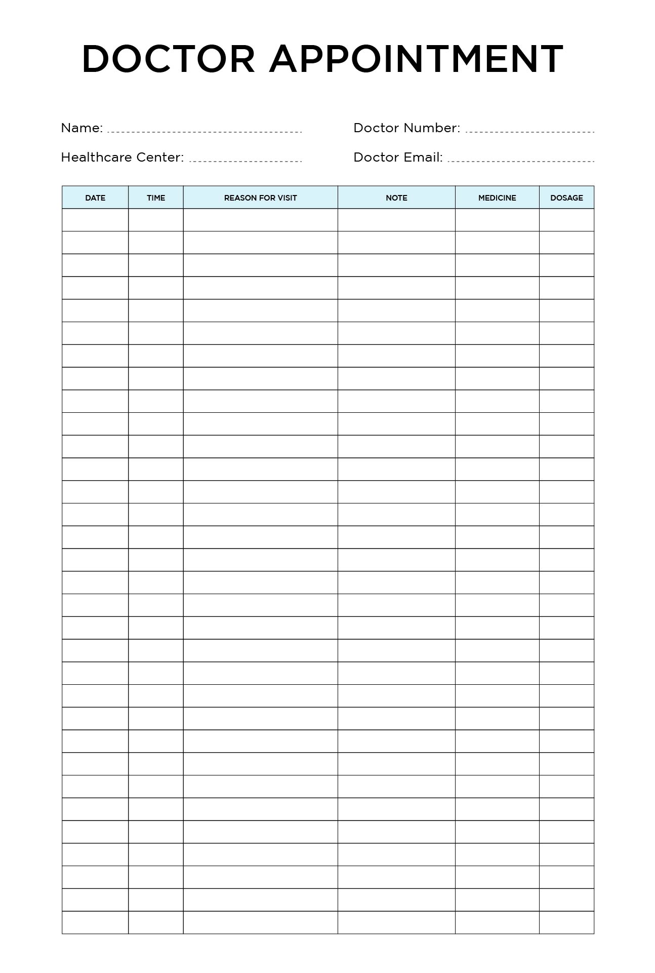 Doctor Appointments Printable