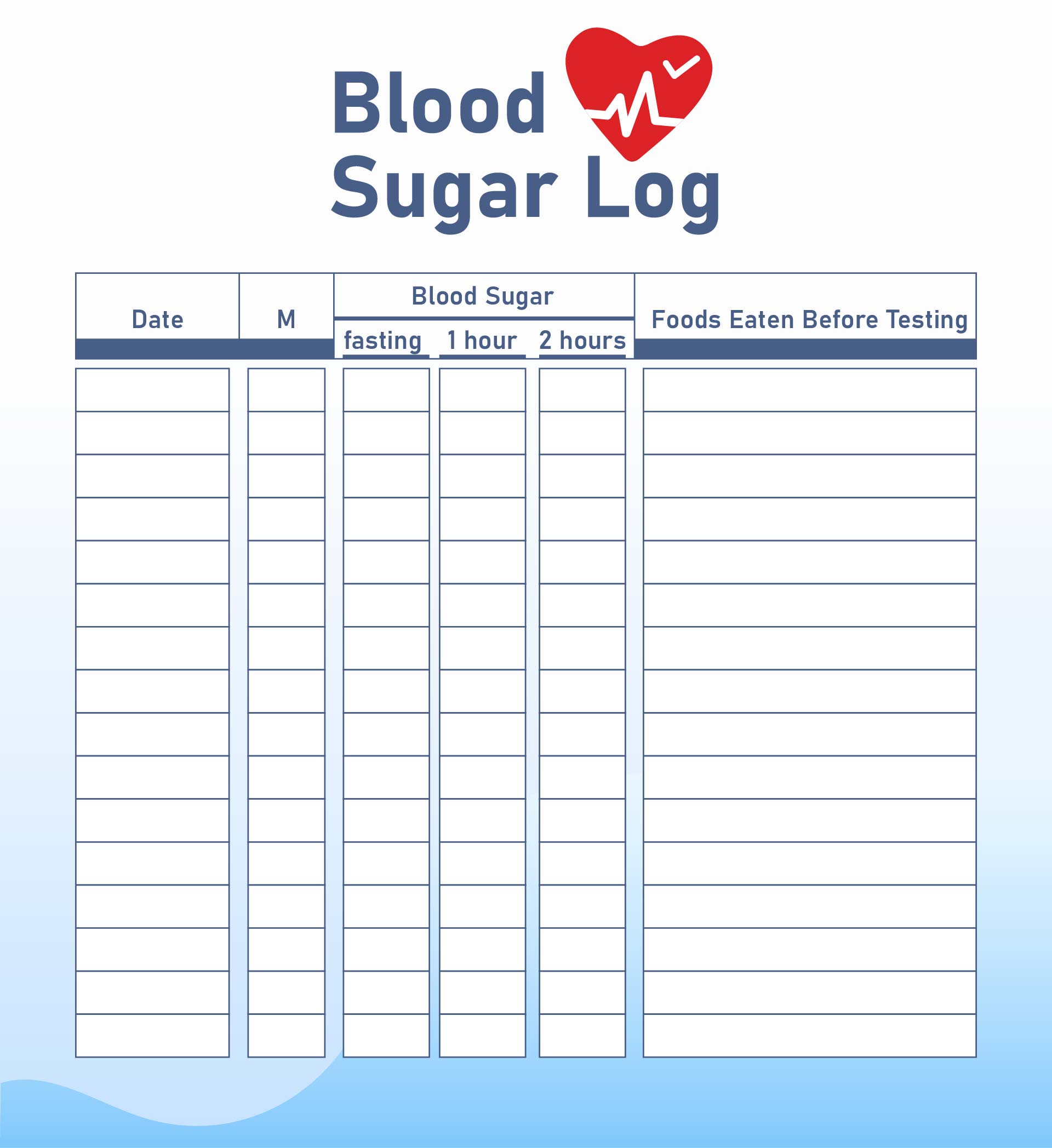 Easy-to-Use Blood Sugar Log Sheets Printable