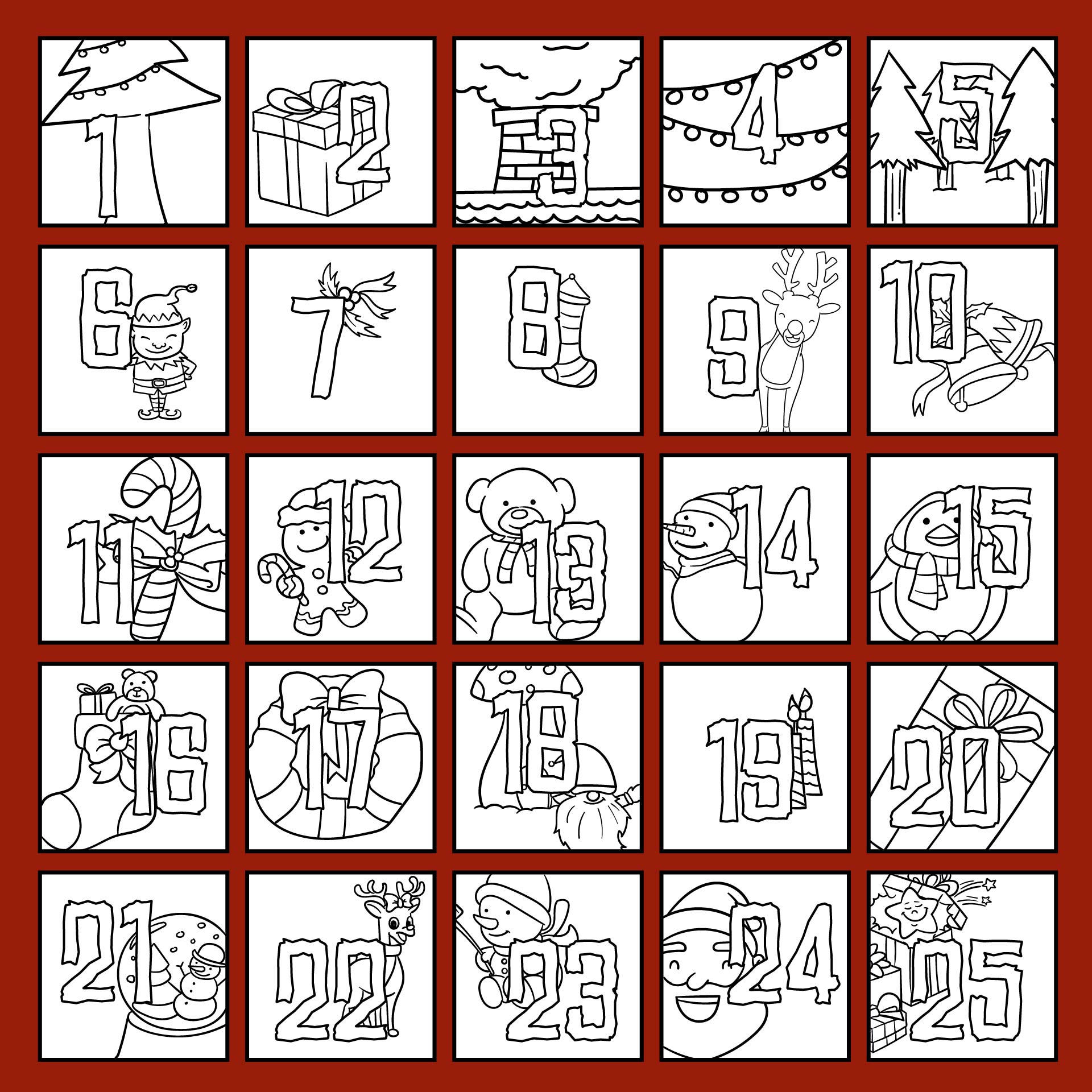Printable Advent Calendar Mini Coloring Pages