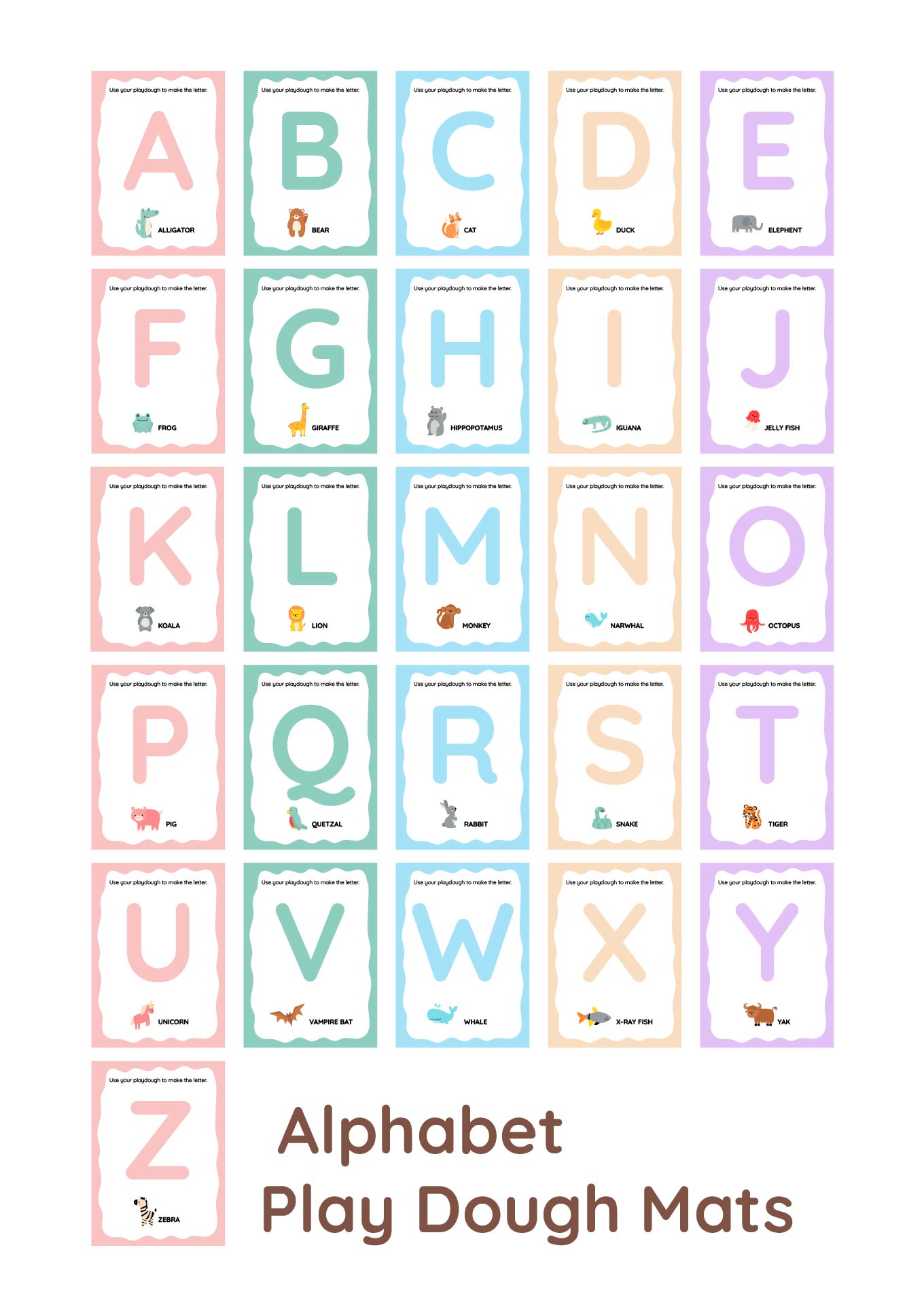 Printable Alphabet Play Dough Mats Template