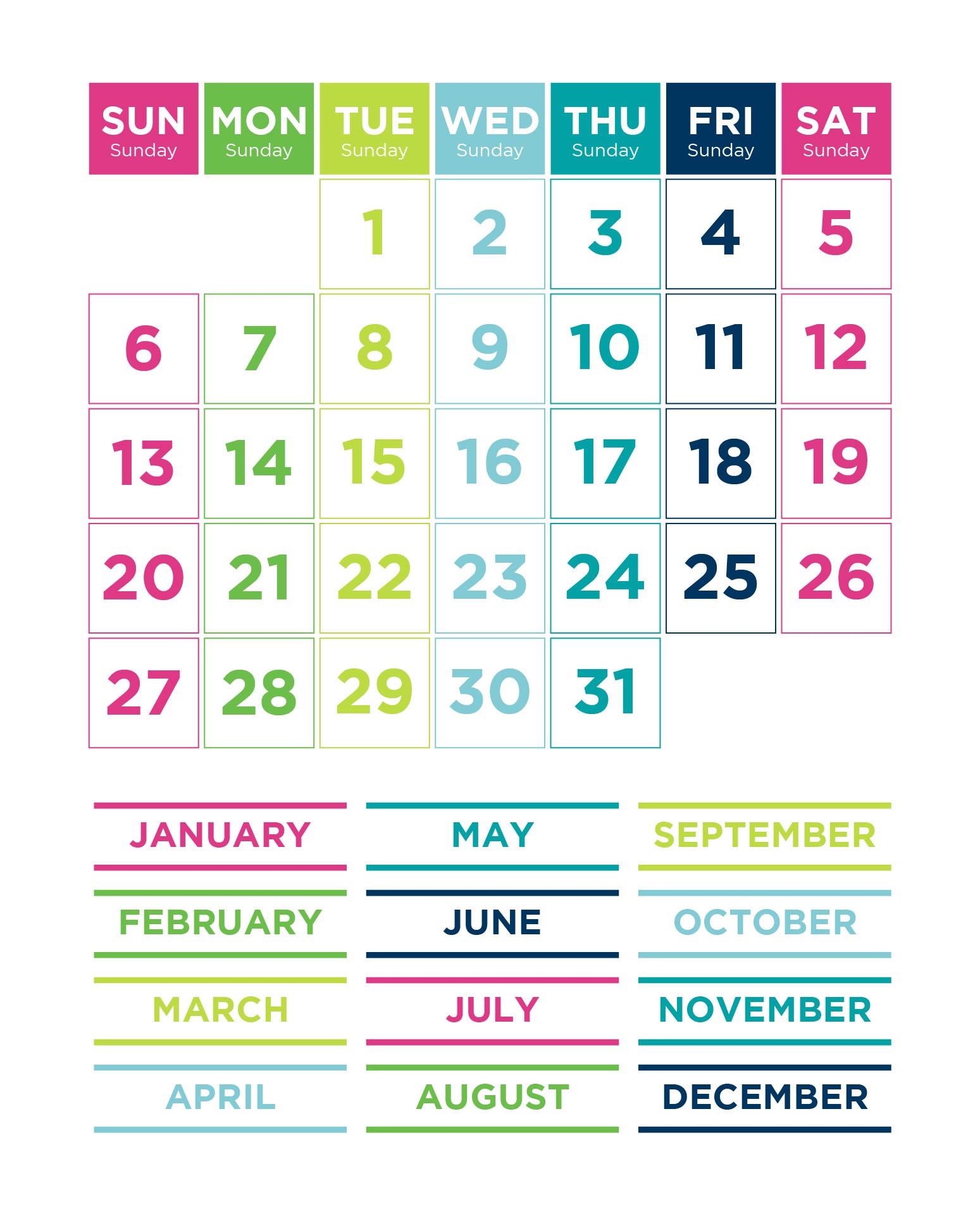 Printable Calendar Pocket Chart