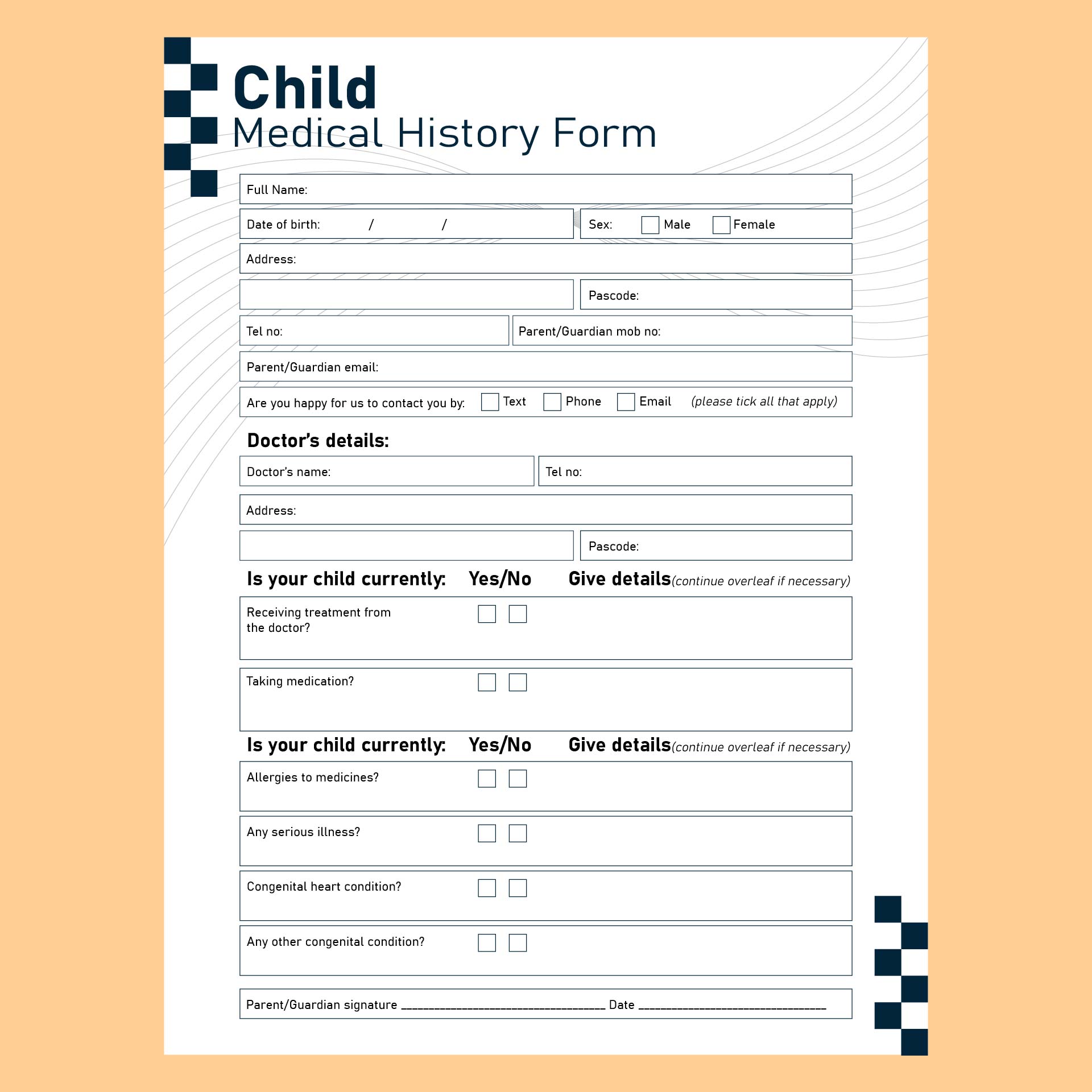 Printable Children Medical Records Contract Forms