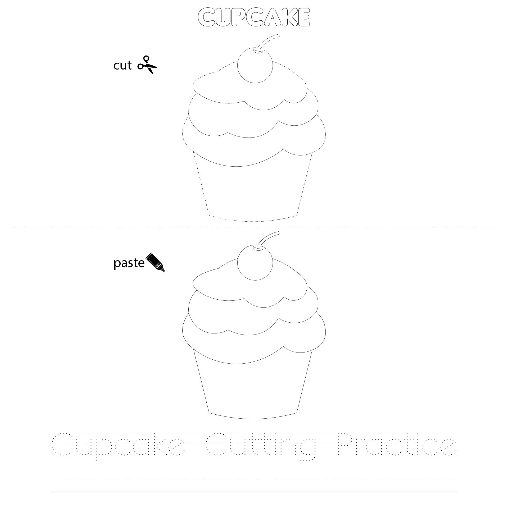 Printable Cupcake Cutting Practice Template