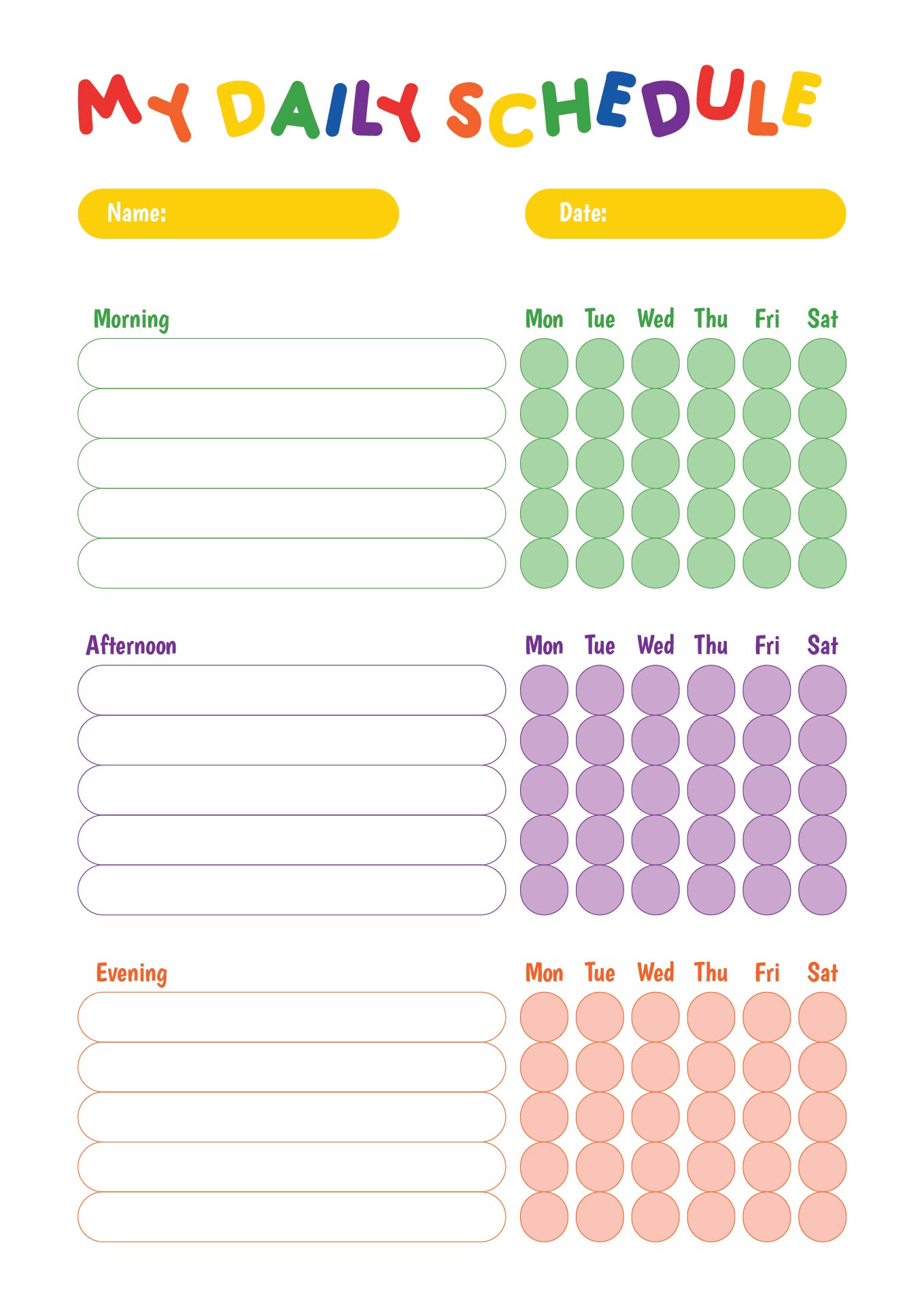 Printable Daily Schedule For Kids