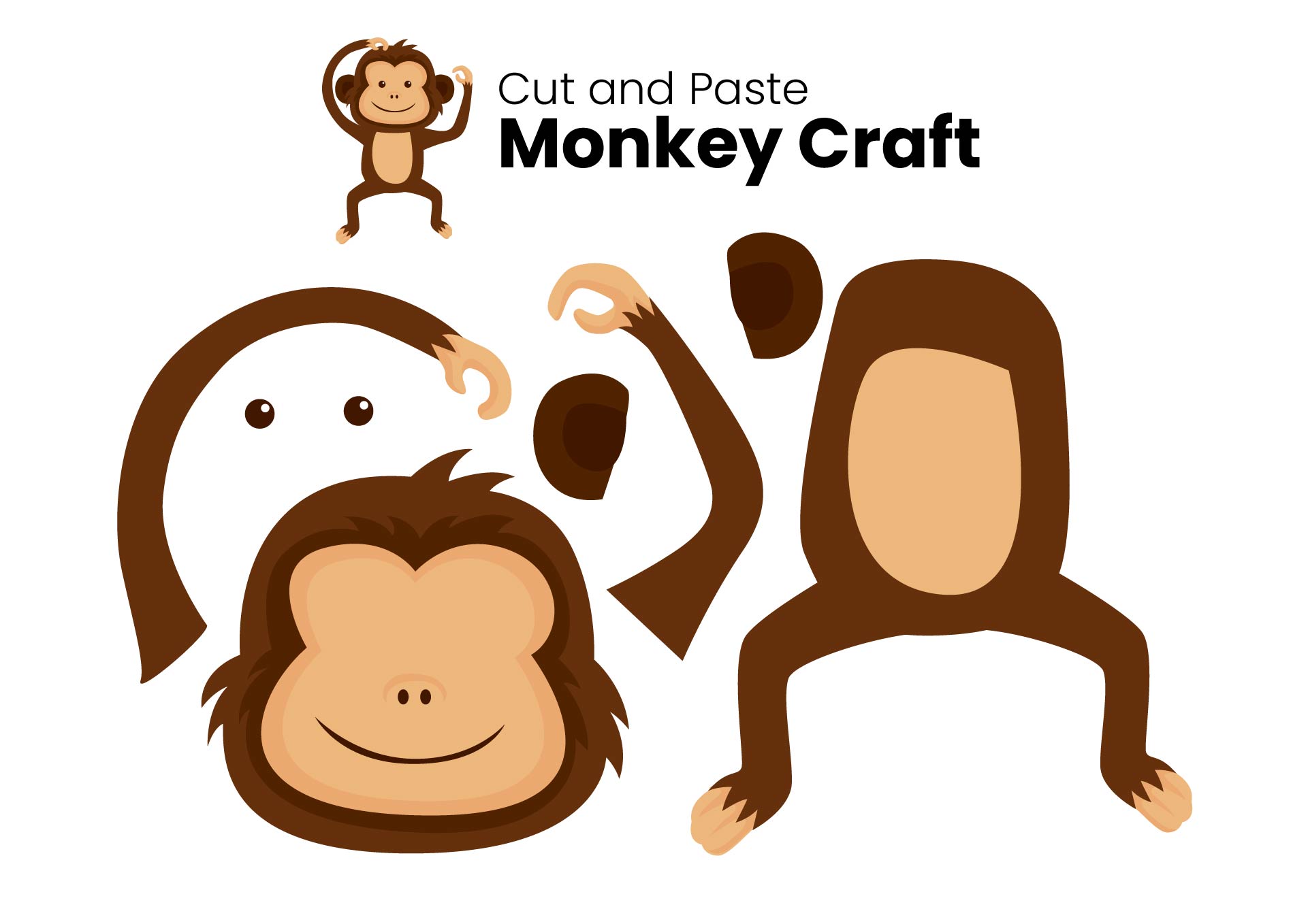 Printable Easy Build-a-Monkey Craft For Kids Template