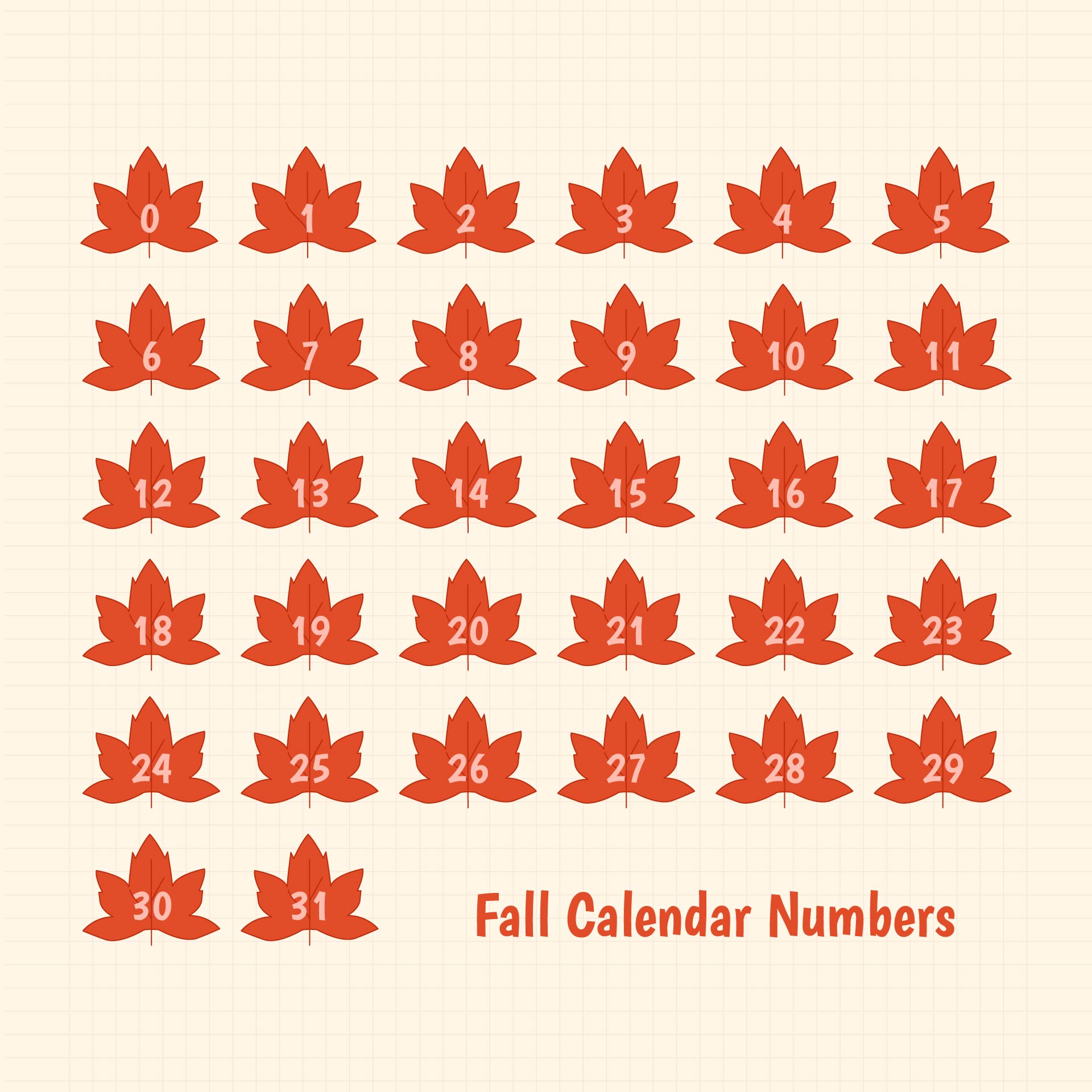 Printable Fall Calendar Numbers