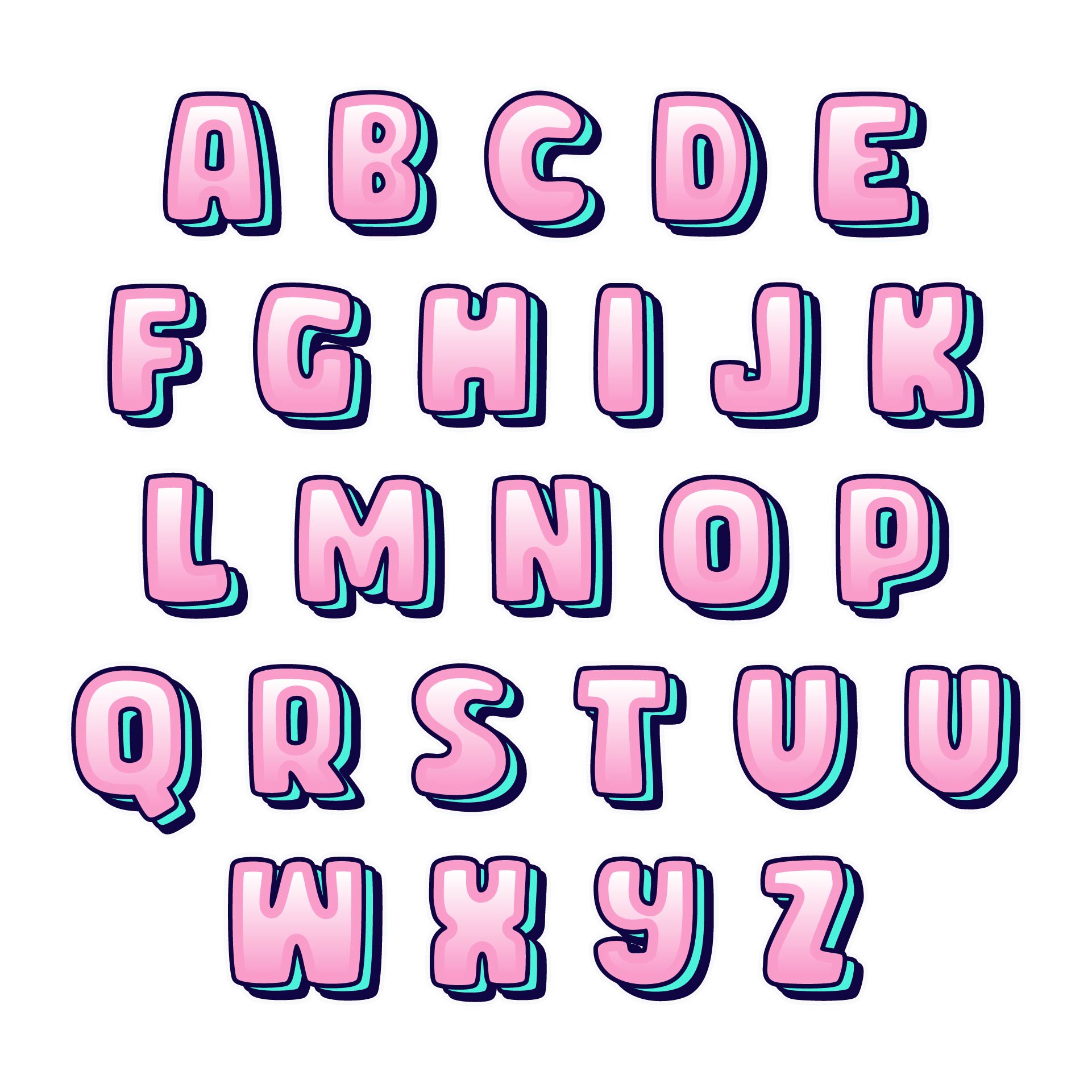 Printable Fancy Bubble Letters