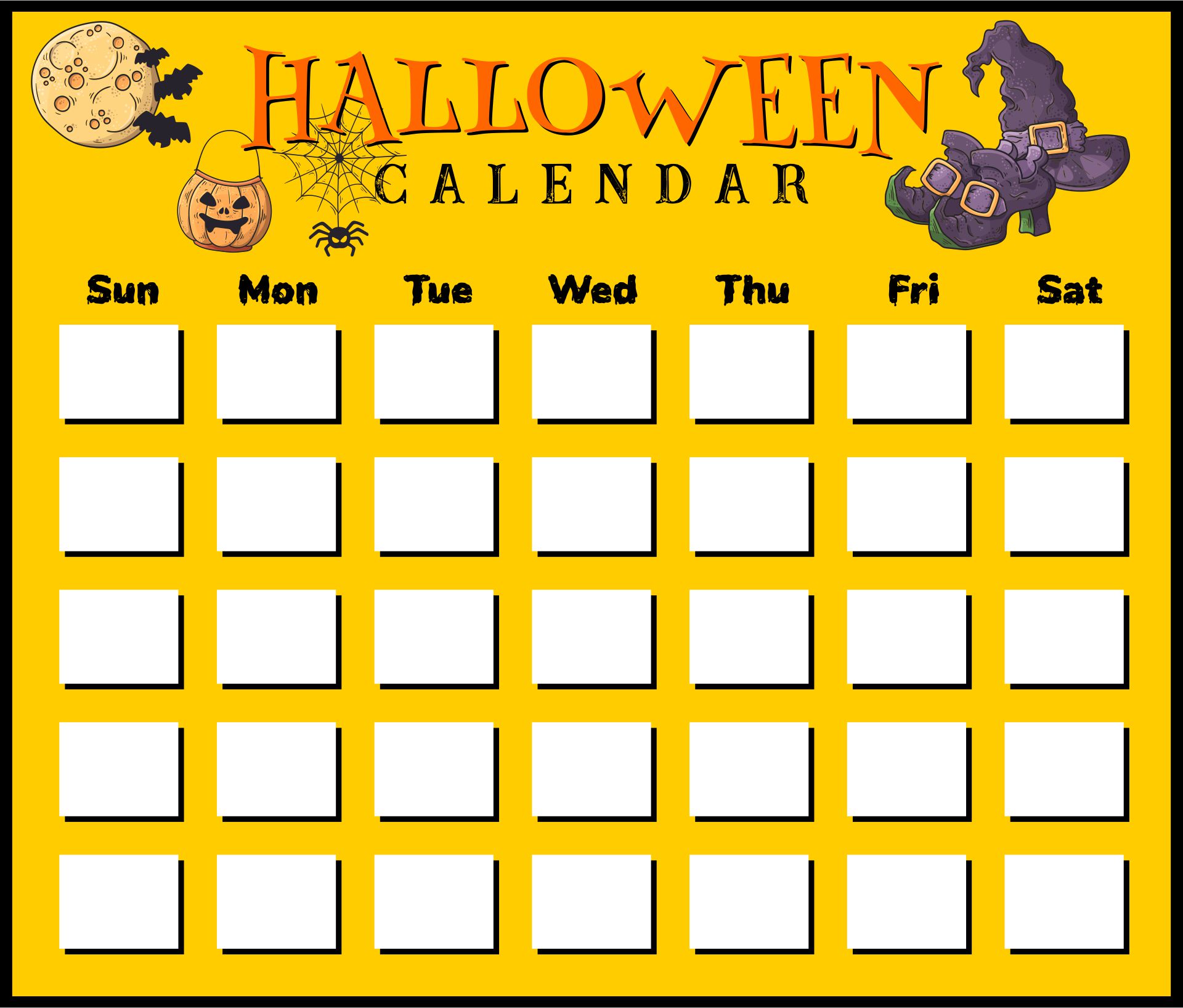 Printable Halloween Calendars Template