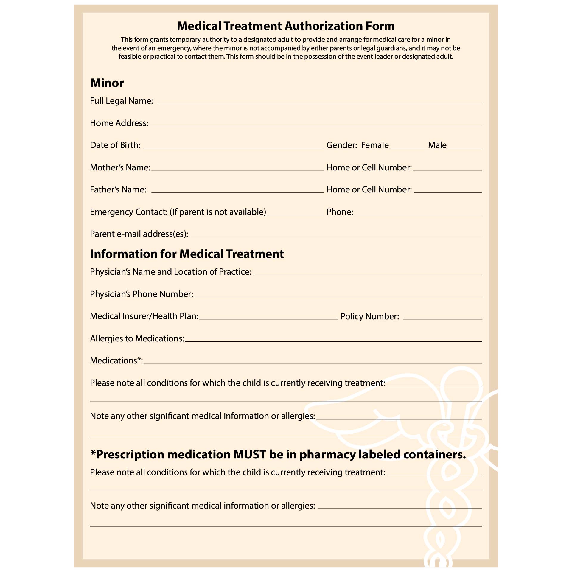 Printable Medical Authorization Forms