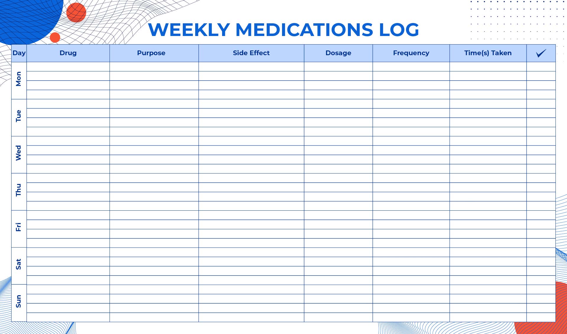 Printable Medication Log Form For Patients Meds List Drug