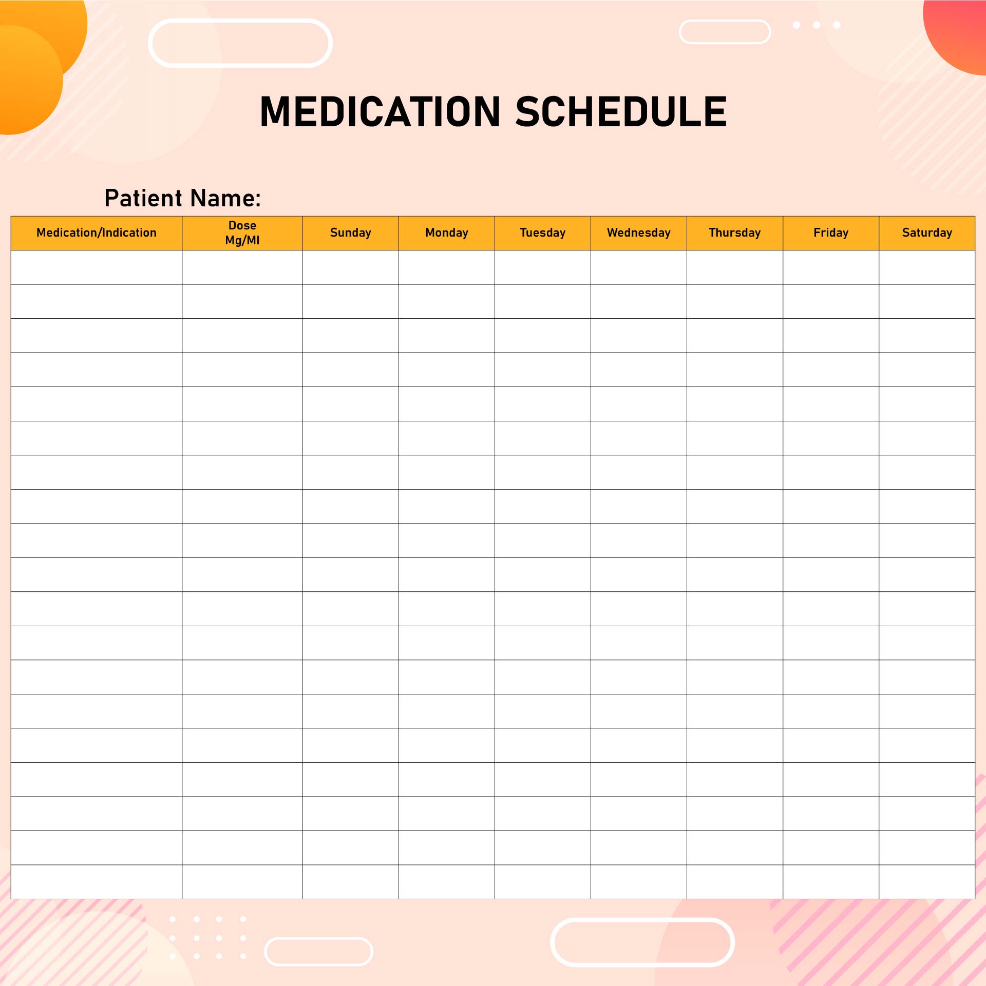 Printable Medication Schedule Organizer
