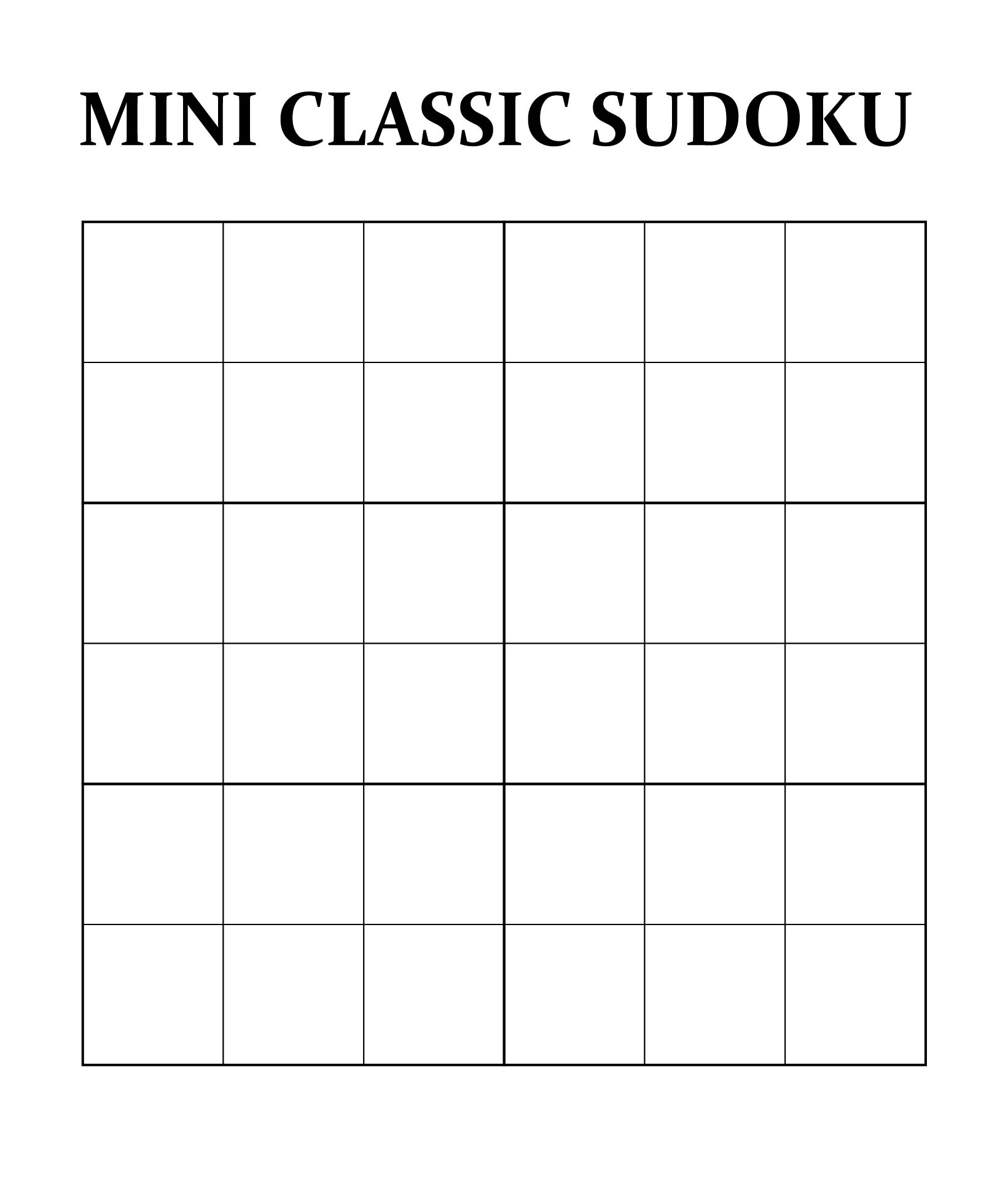 Printable Mini Classic Sudoku Puzzle