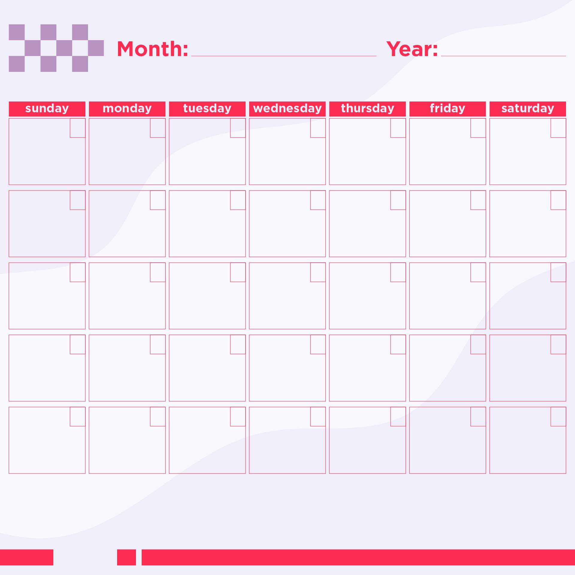 Printable Monthly Calendar Form Template