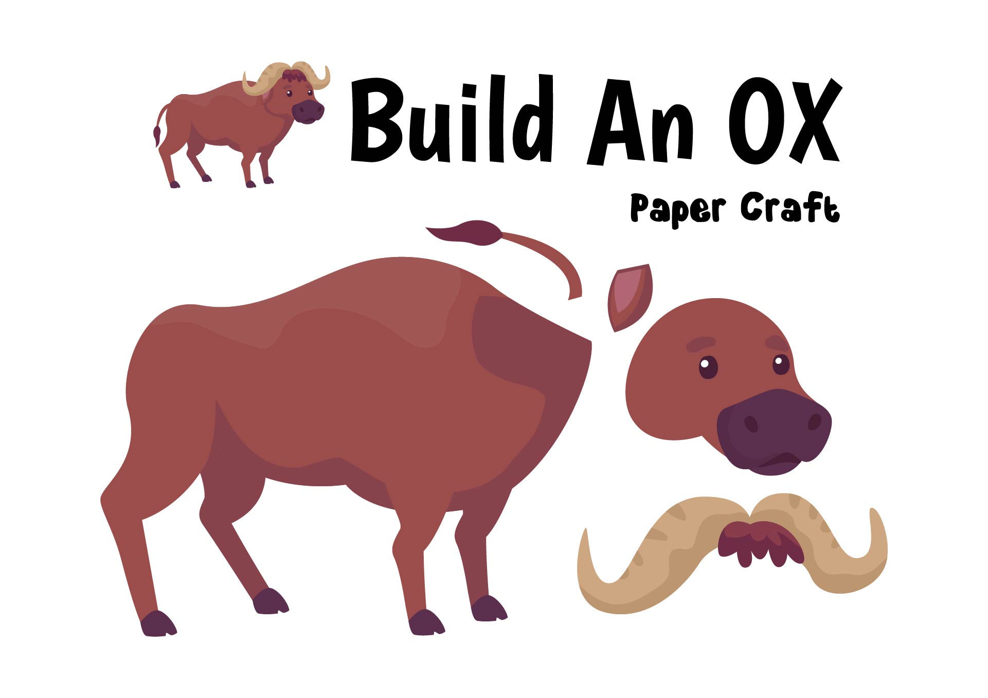 Printable Paper Ox Template Craft