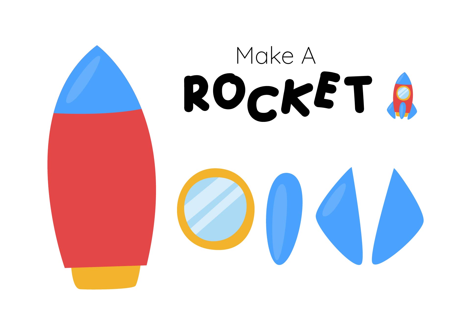Printable Paper Rocket Craft For Kids Template