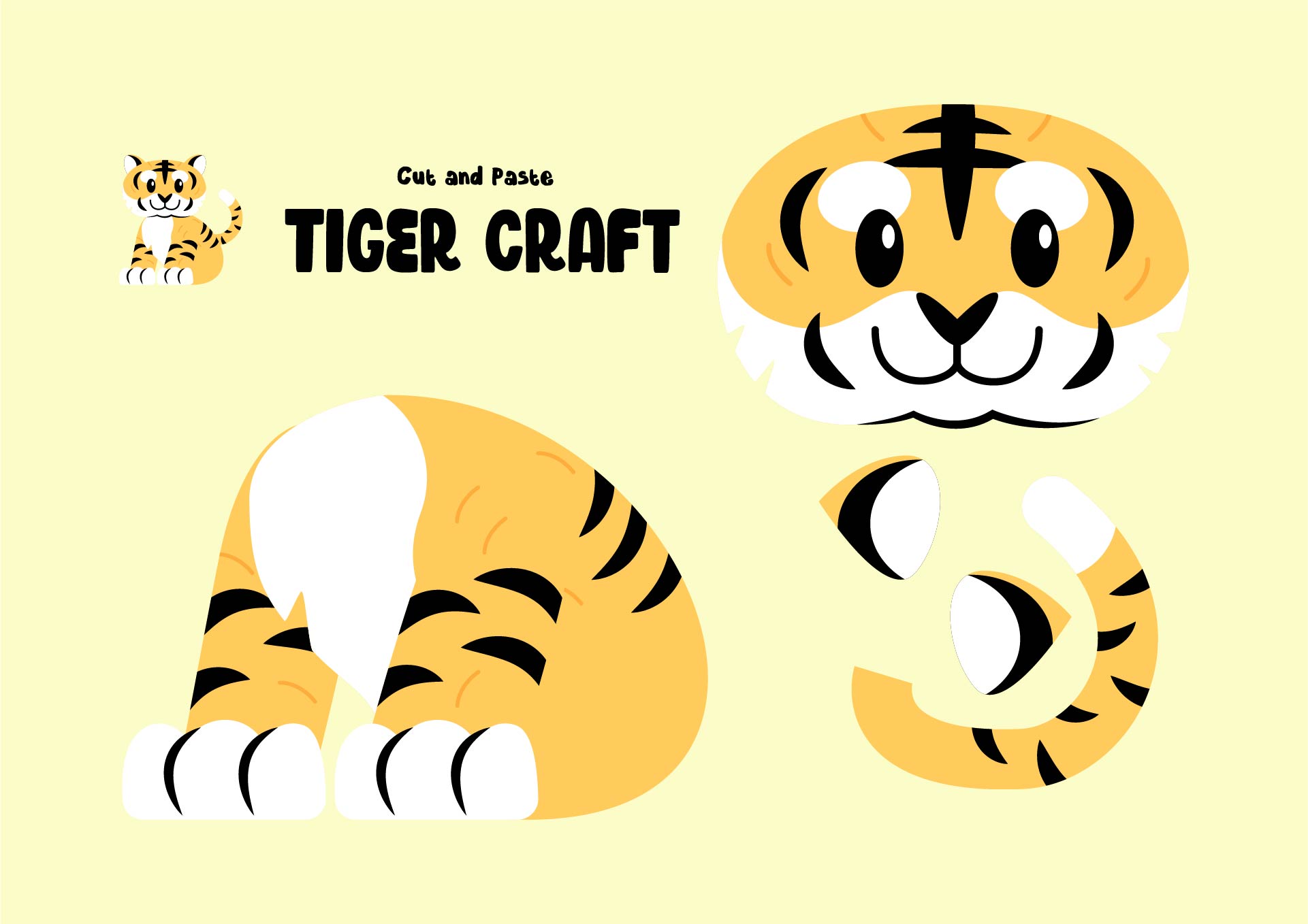 Printable Paper Tiger Craft Template