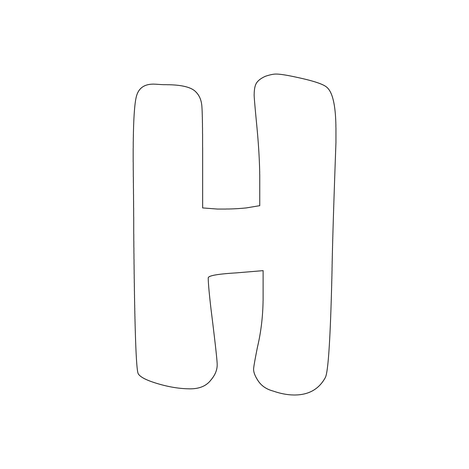 Printable The Letter H In Bubble Writing