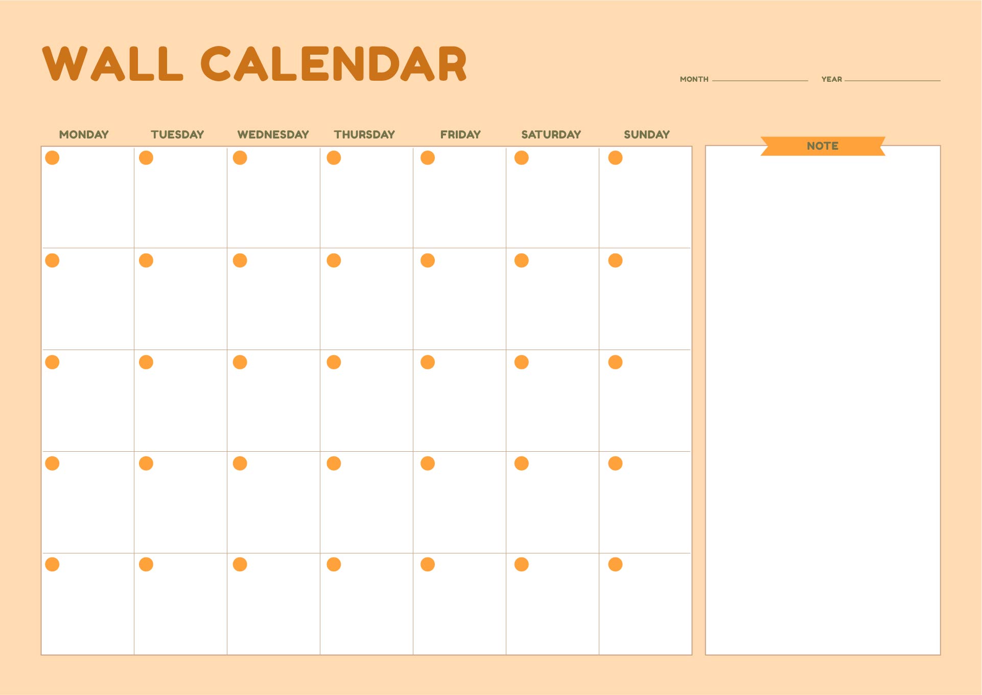 Printable Wall Calendar Template