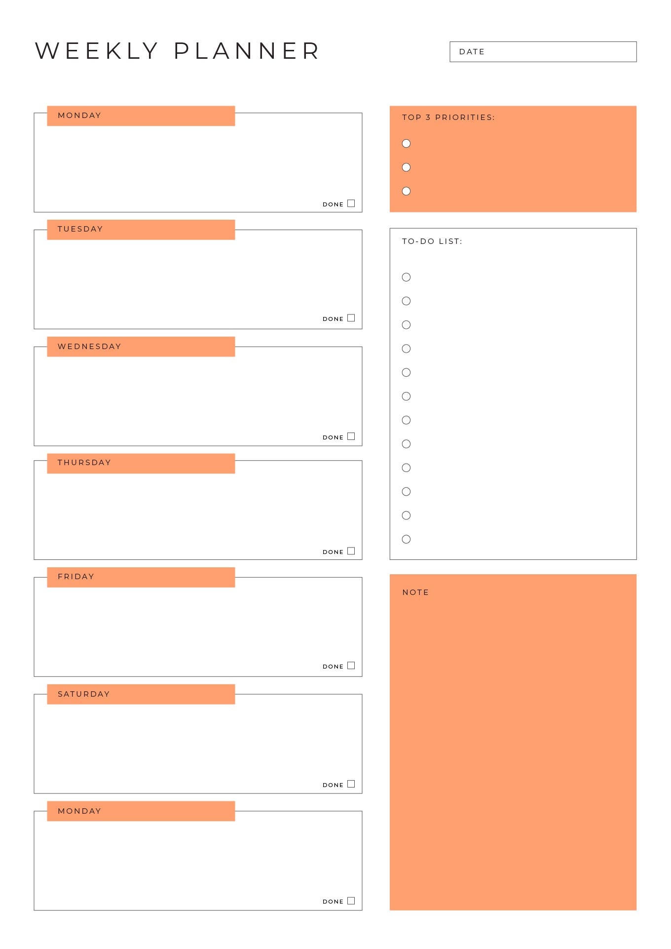 Printable Weekly Planner Template & Schedule Planners