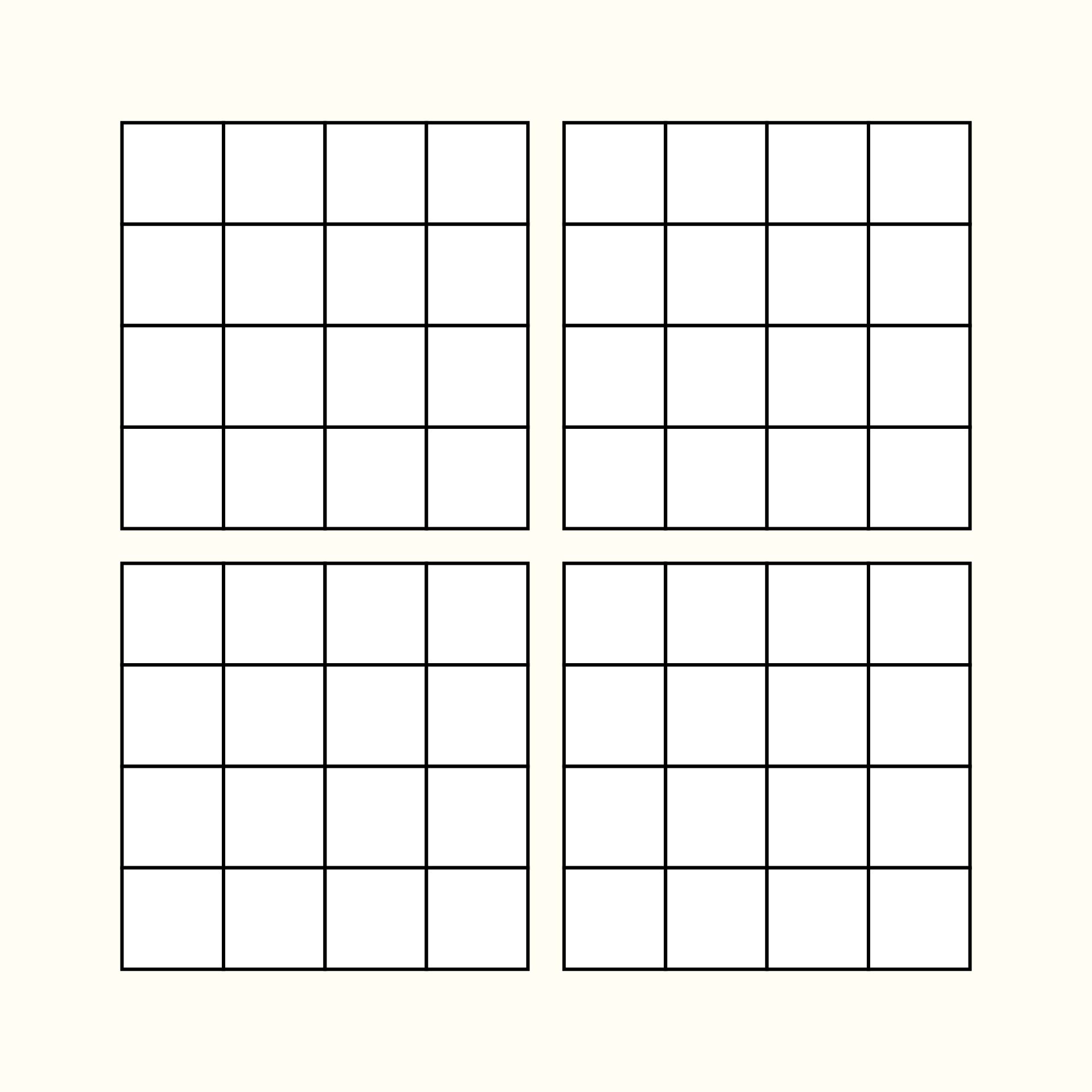 4X4 Empty Sudoku Grid Printable Templates