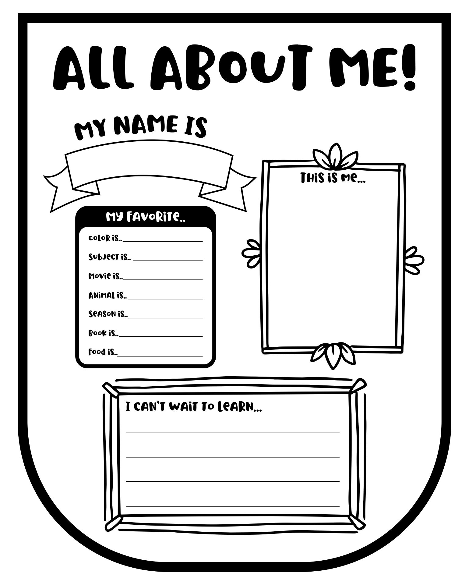 All About Me School Banner Printable
