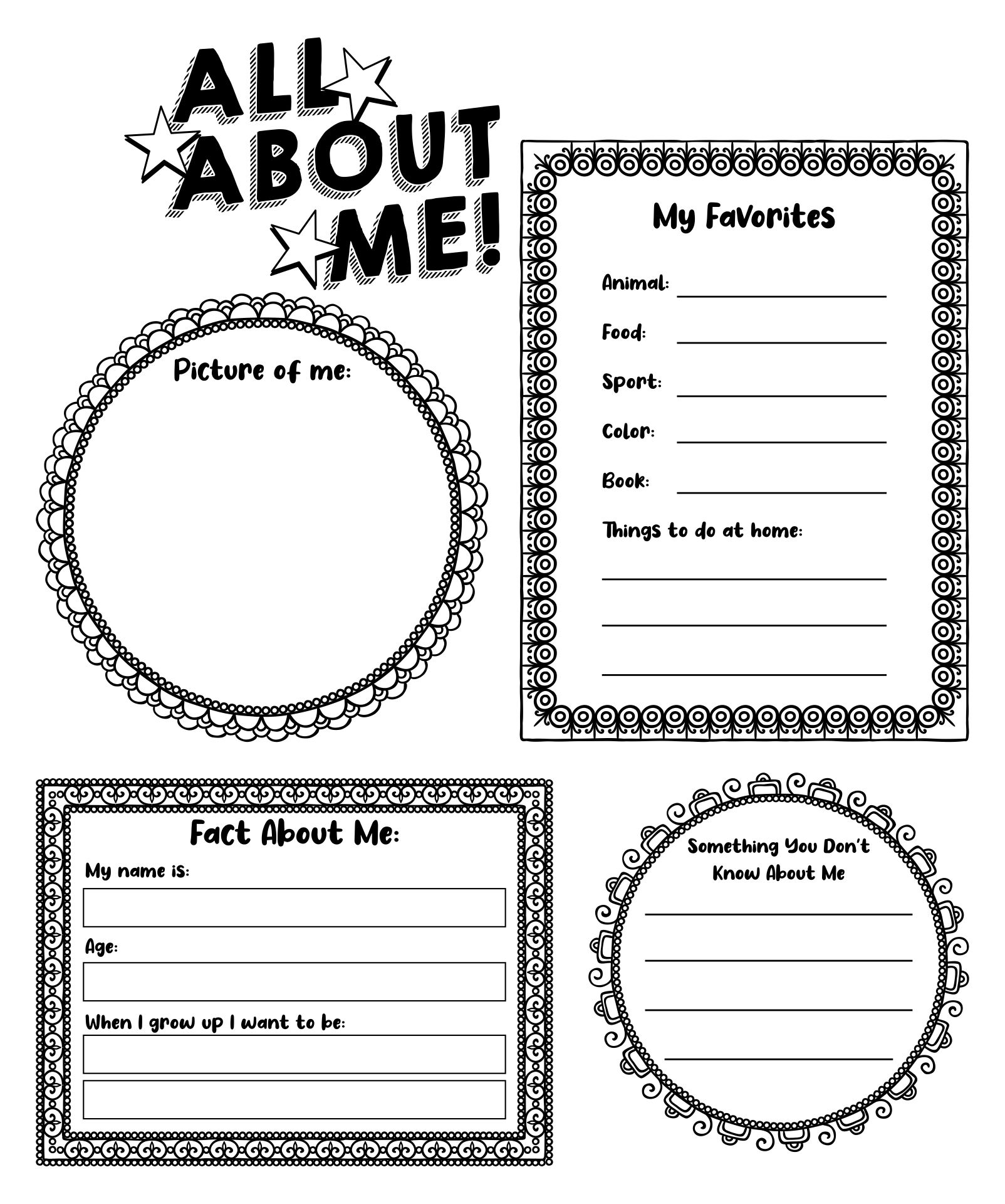 All About Me Worksheet Printable Poster