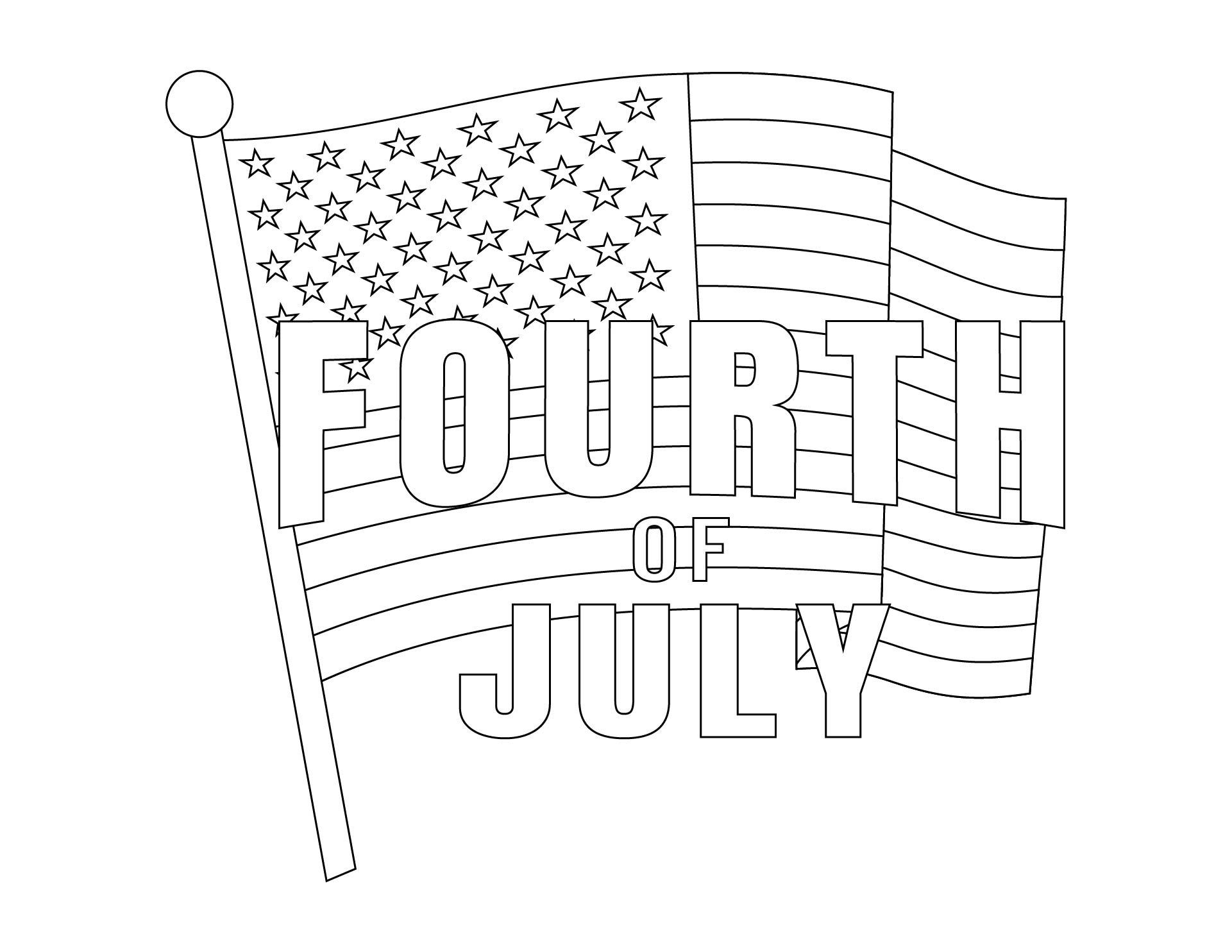 American Flag Printable Fourth Of July Coloring Page