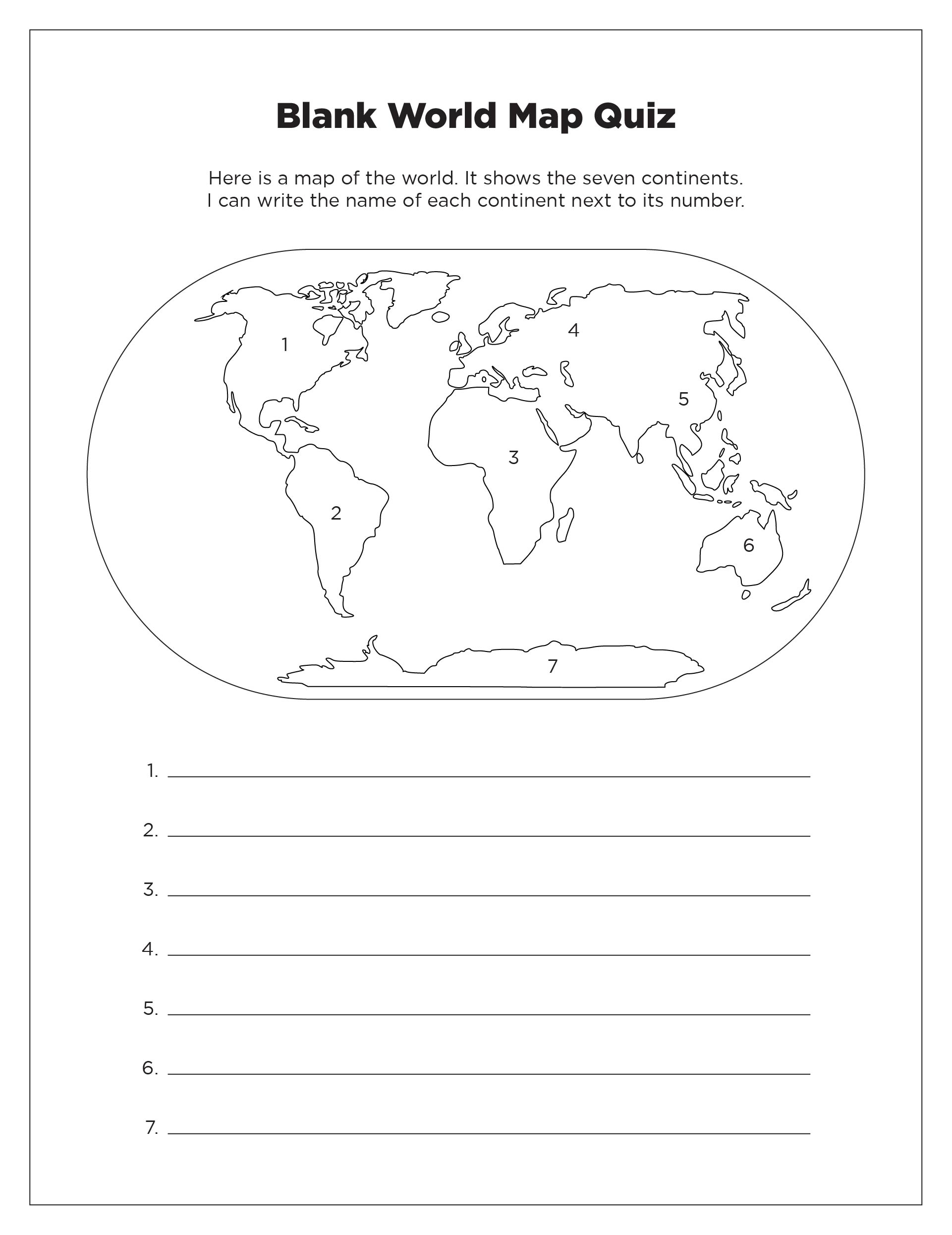 Blank World Map Quiz Printable