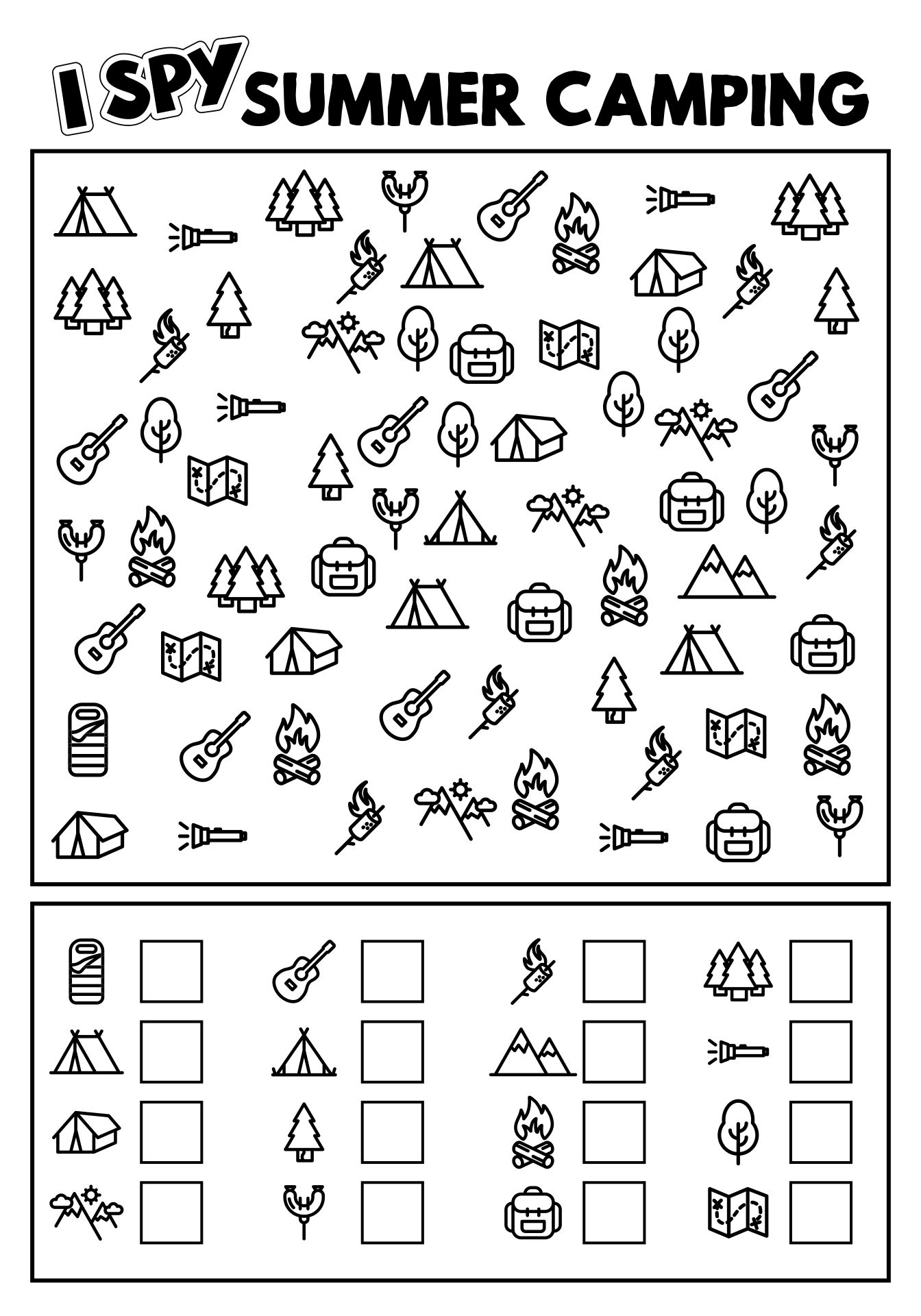 Camping Search And Find Coloring Page