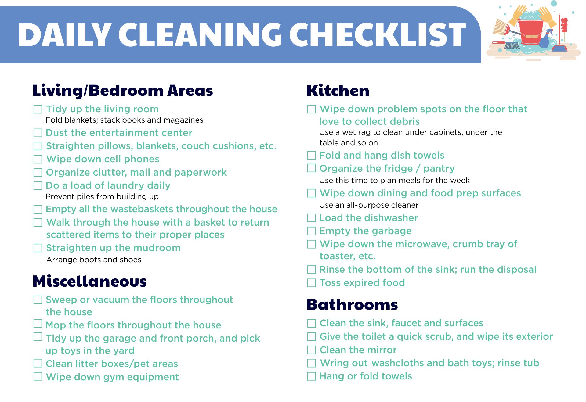 Cleaning Schedule Printable Template