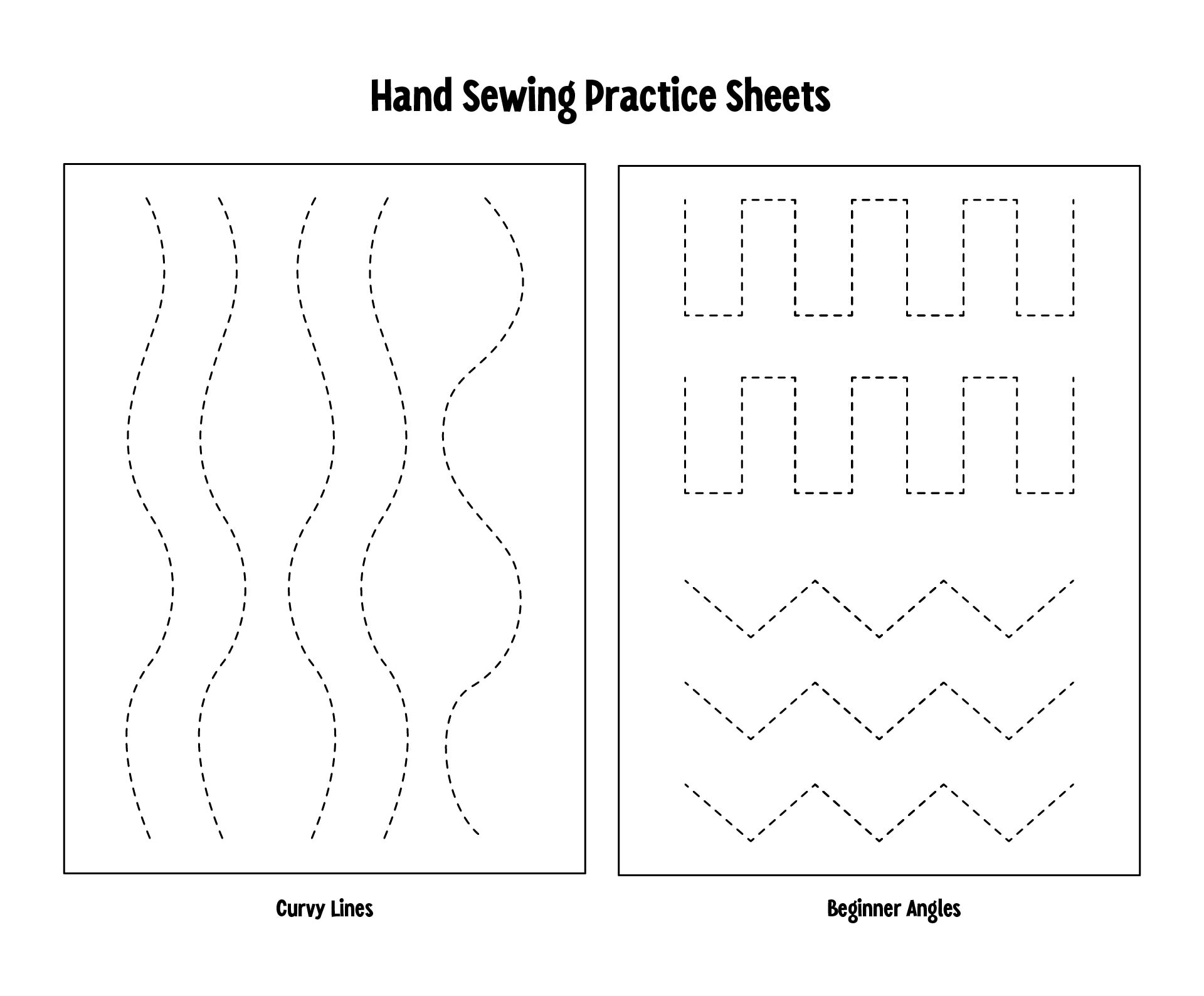 Hand Sewing Practice Sheets Printable