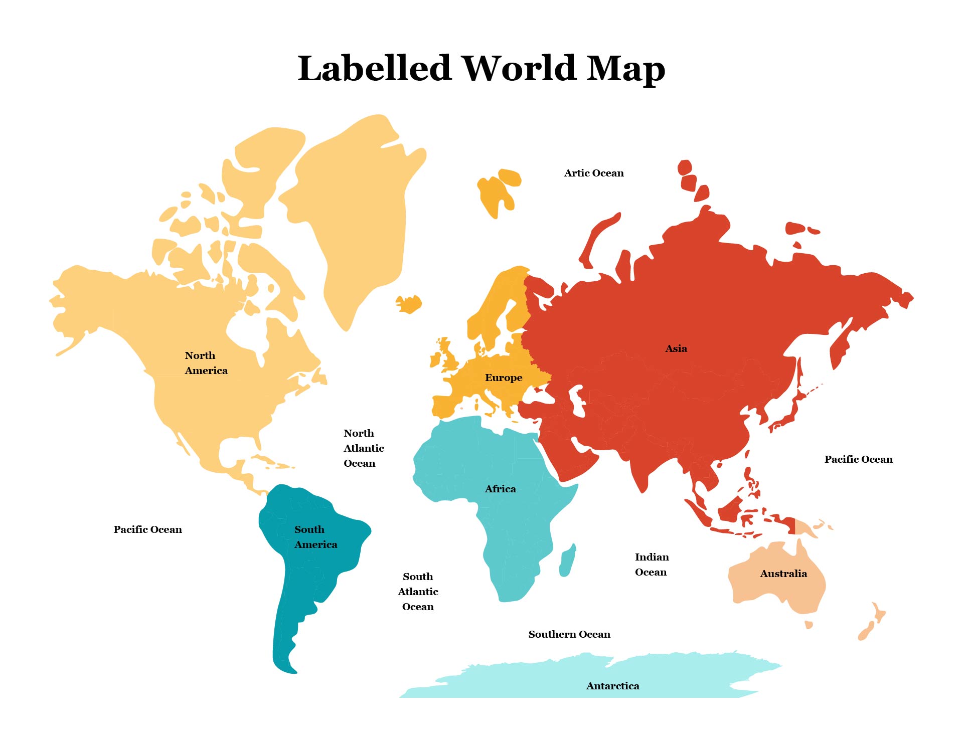 Labelled Printable World Map