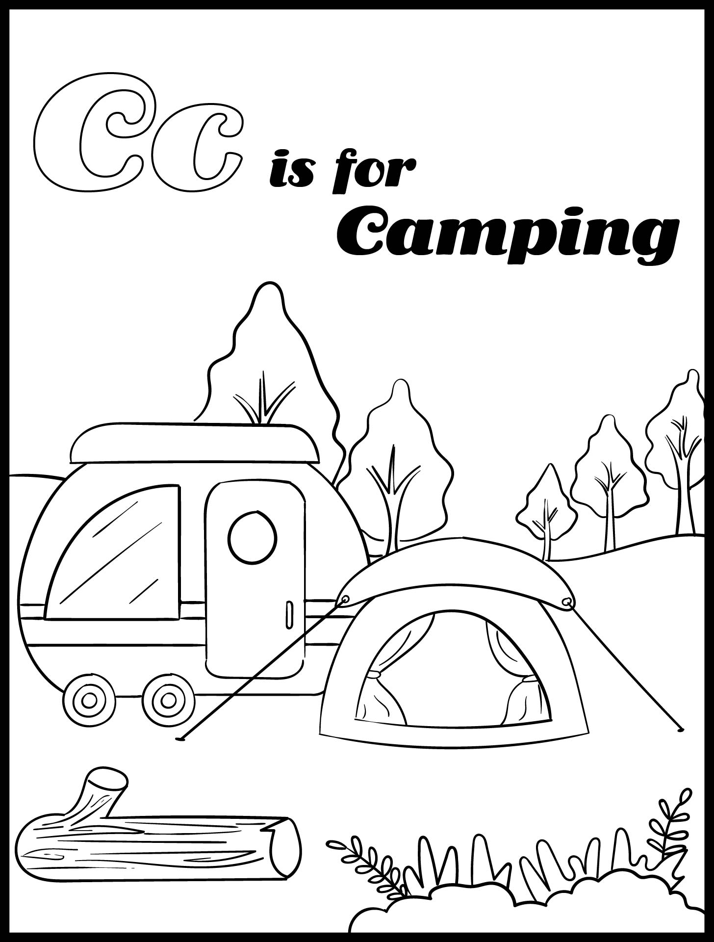 Letter C Is For Camping Printable Coloring Pages
