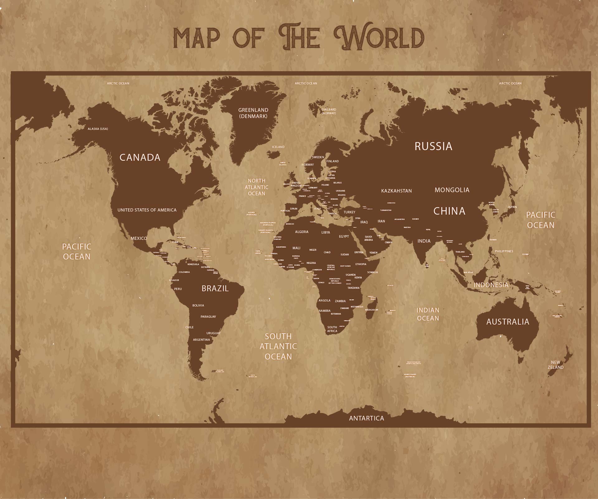 Map Of The World With Country Names Printable