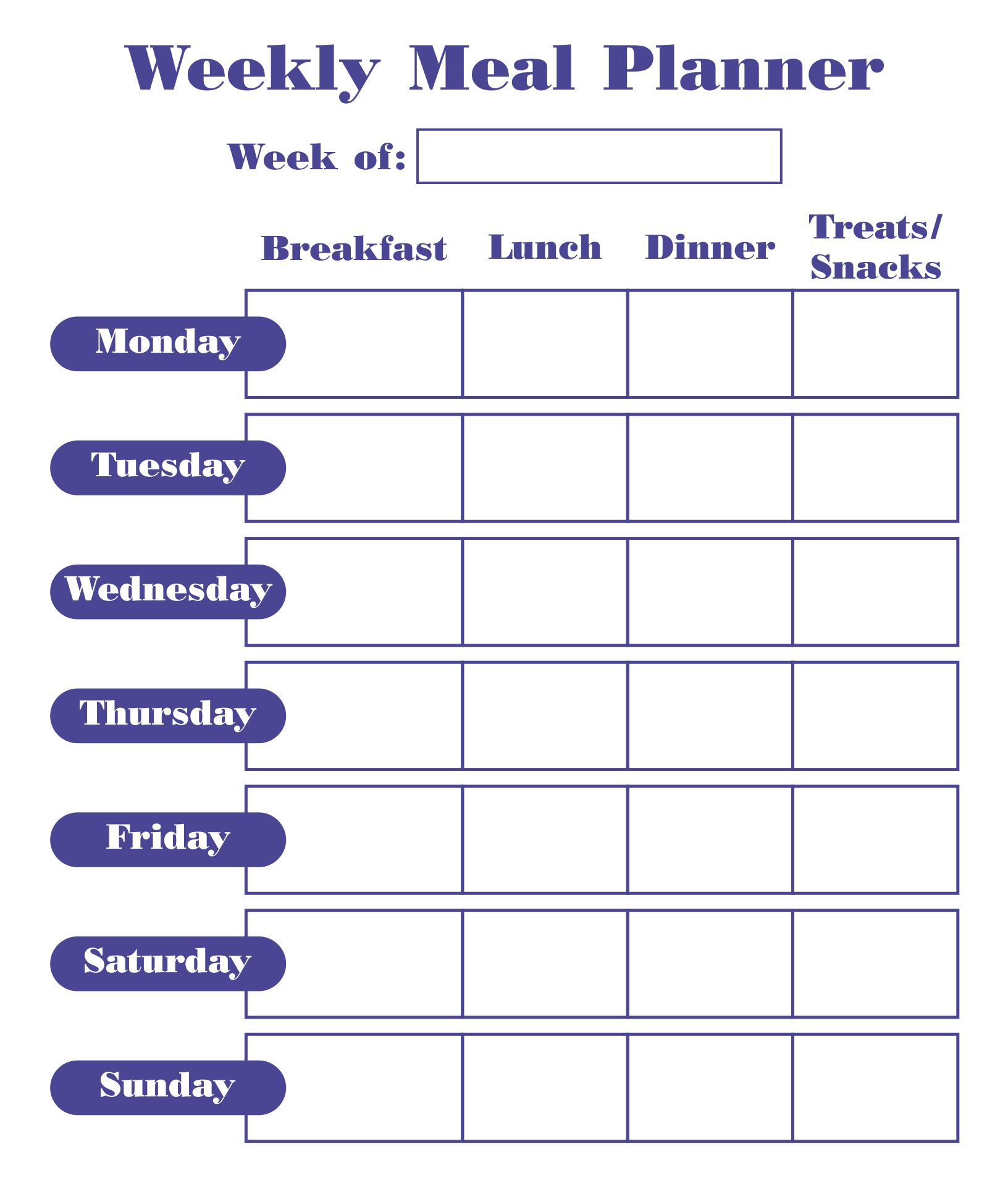 Meal Planner For Weight Loss Printable