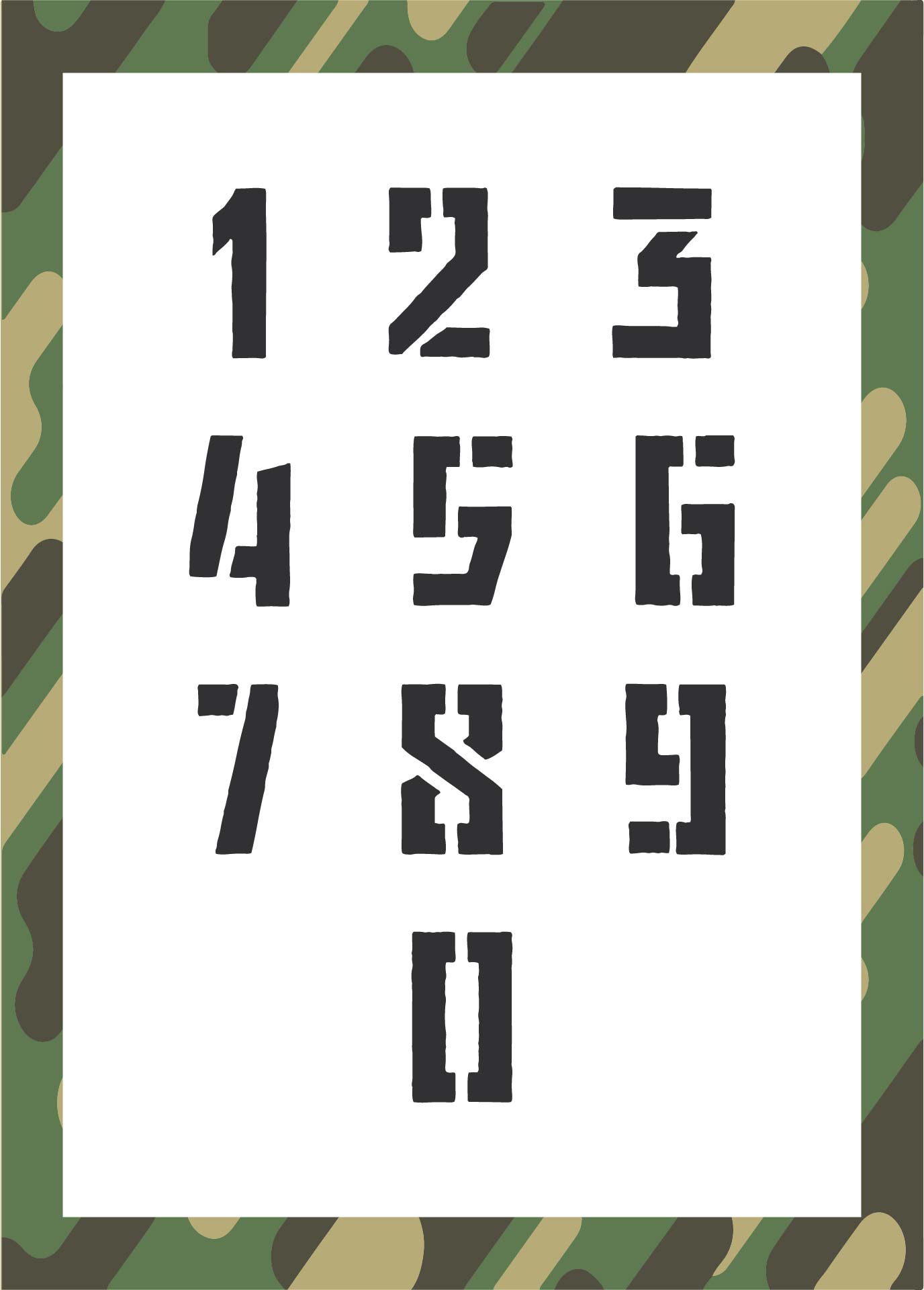 Printable 2 Inch Industrial Military Army Number Stencils 0 To 9