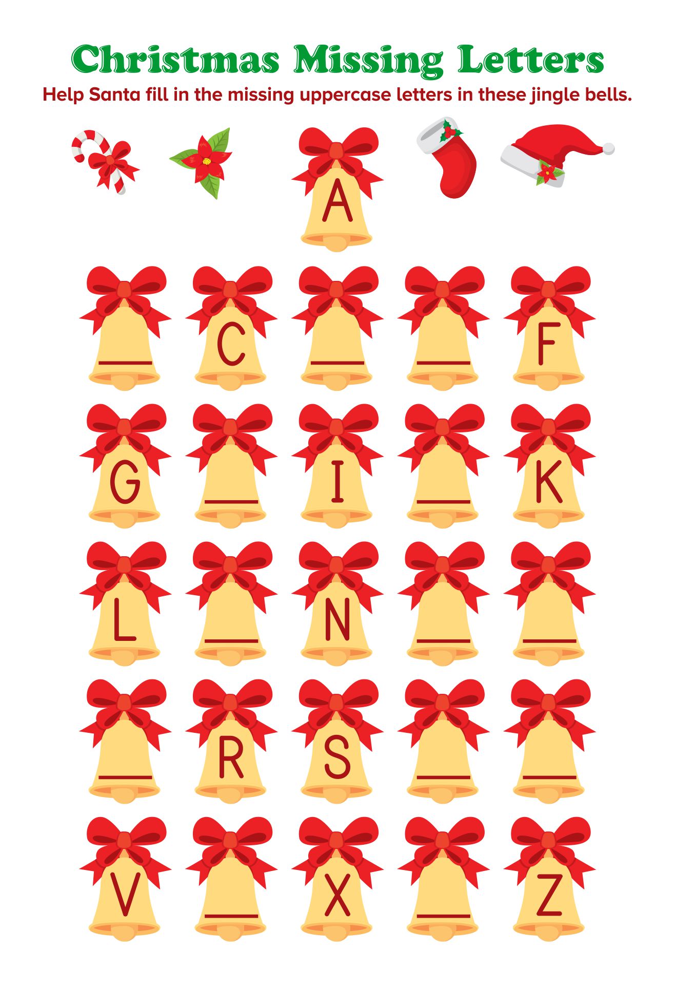 Printable ABC Kindergarten Activities For The Holiday Season