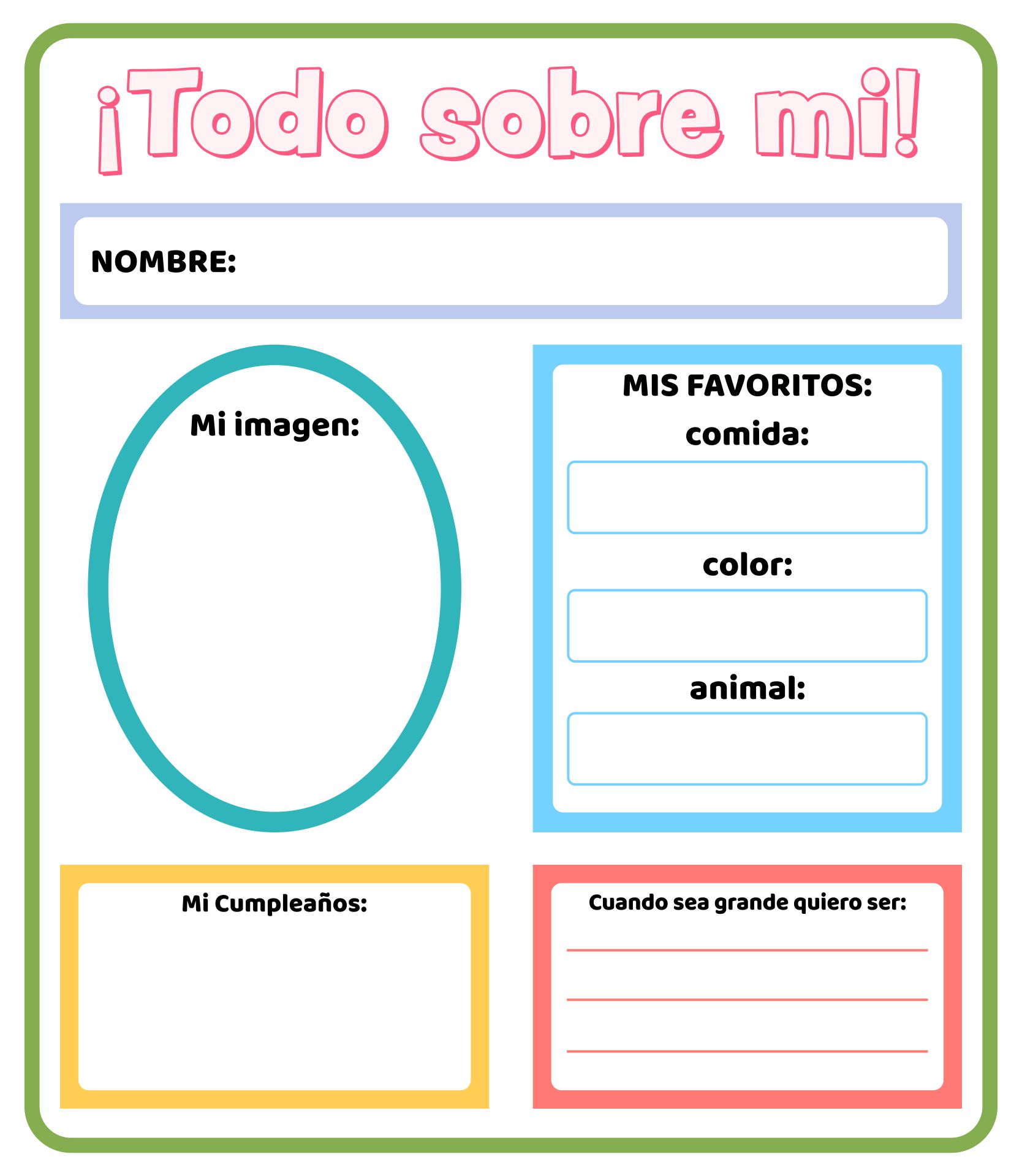 Printable All About Me Spanish Posters