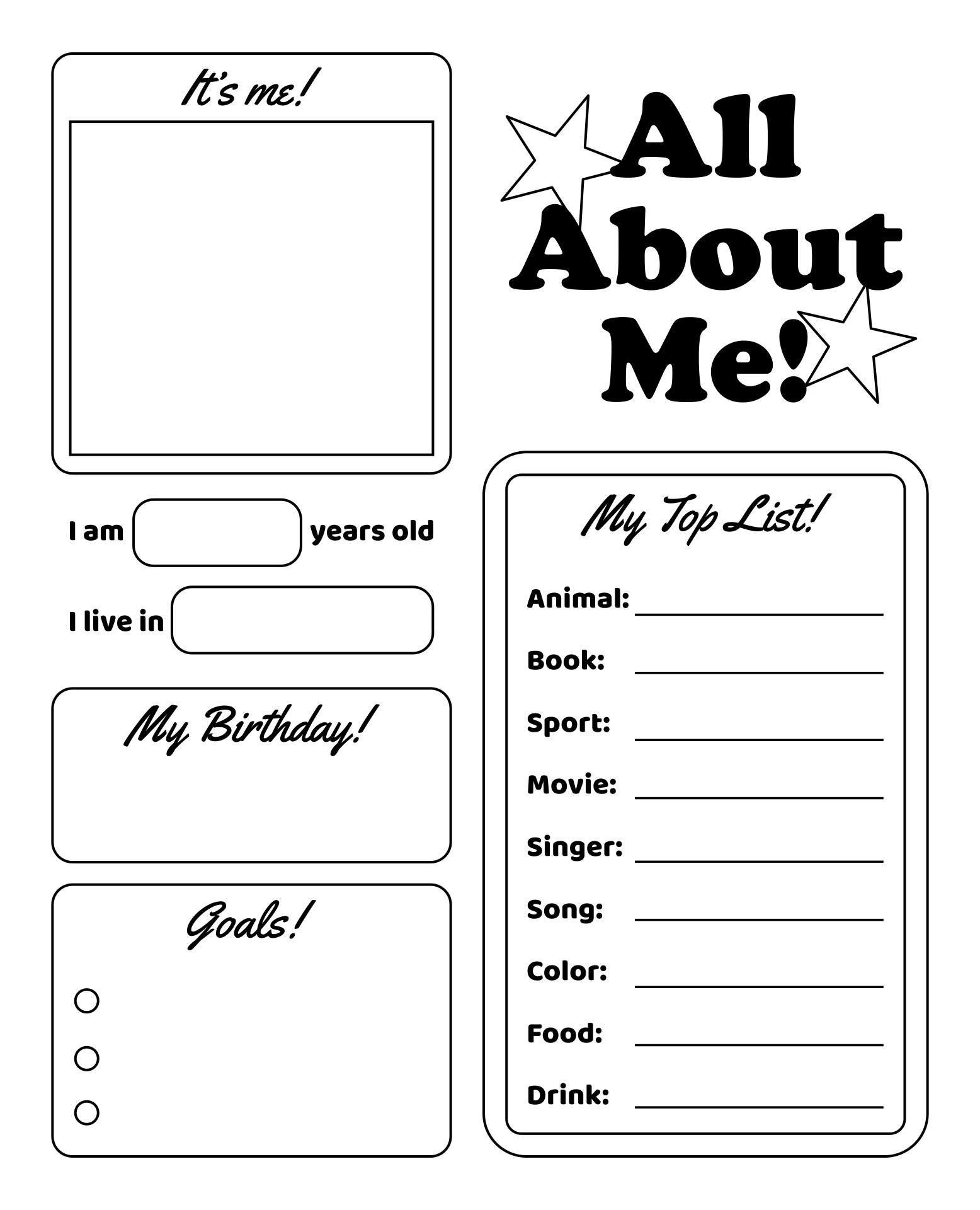 Printable All About Me Writing Prompts For Kindergarten