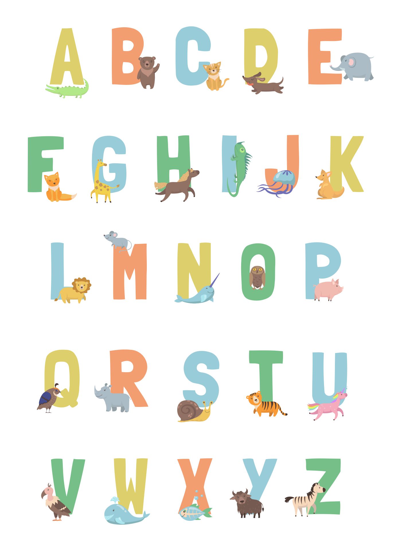 Printable Animal Alphabet Wall Poster