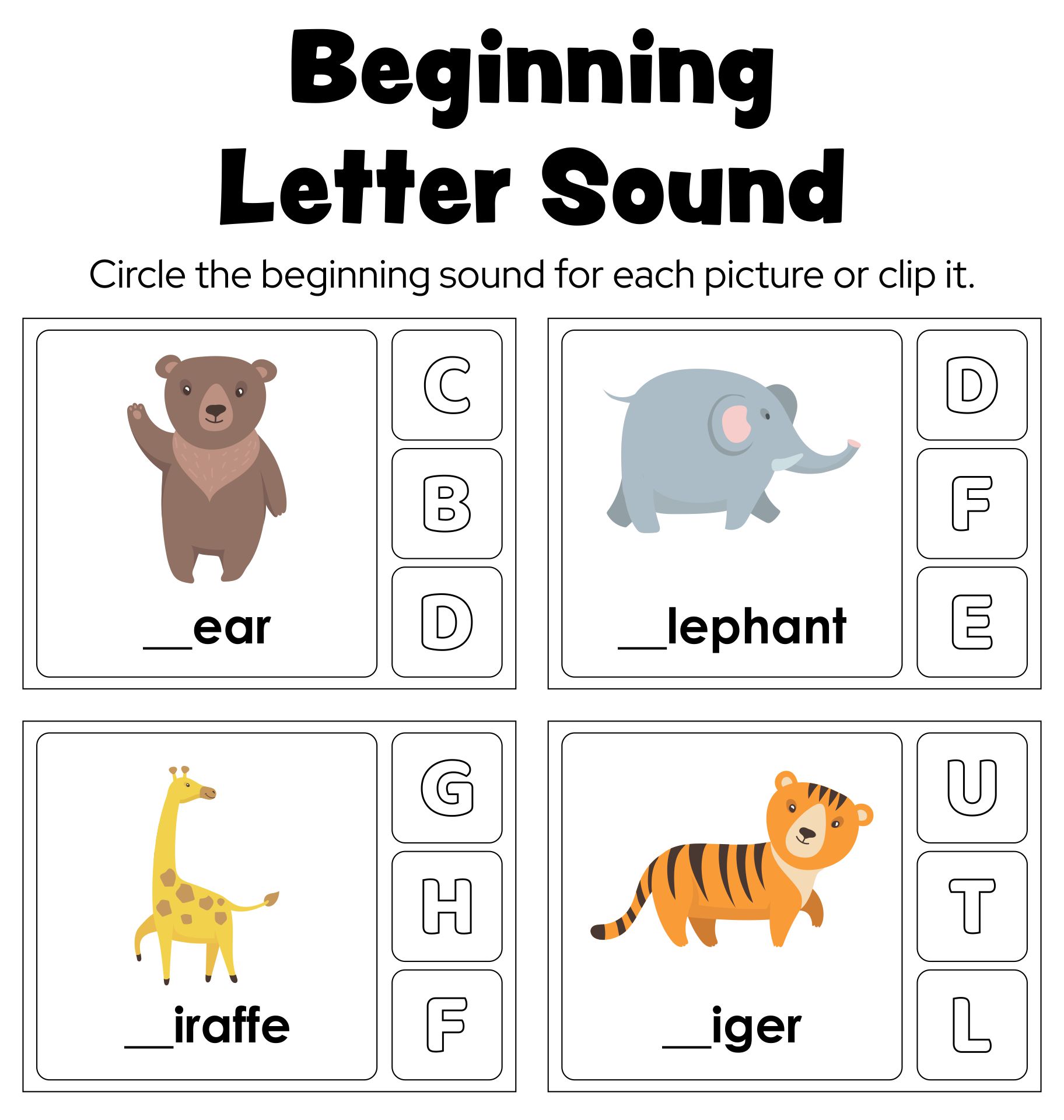 Printable Beginning Letter Sounds Matching Cards