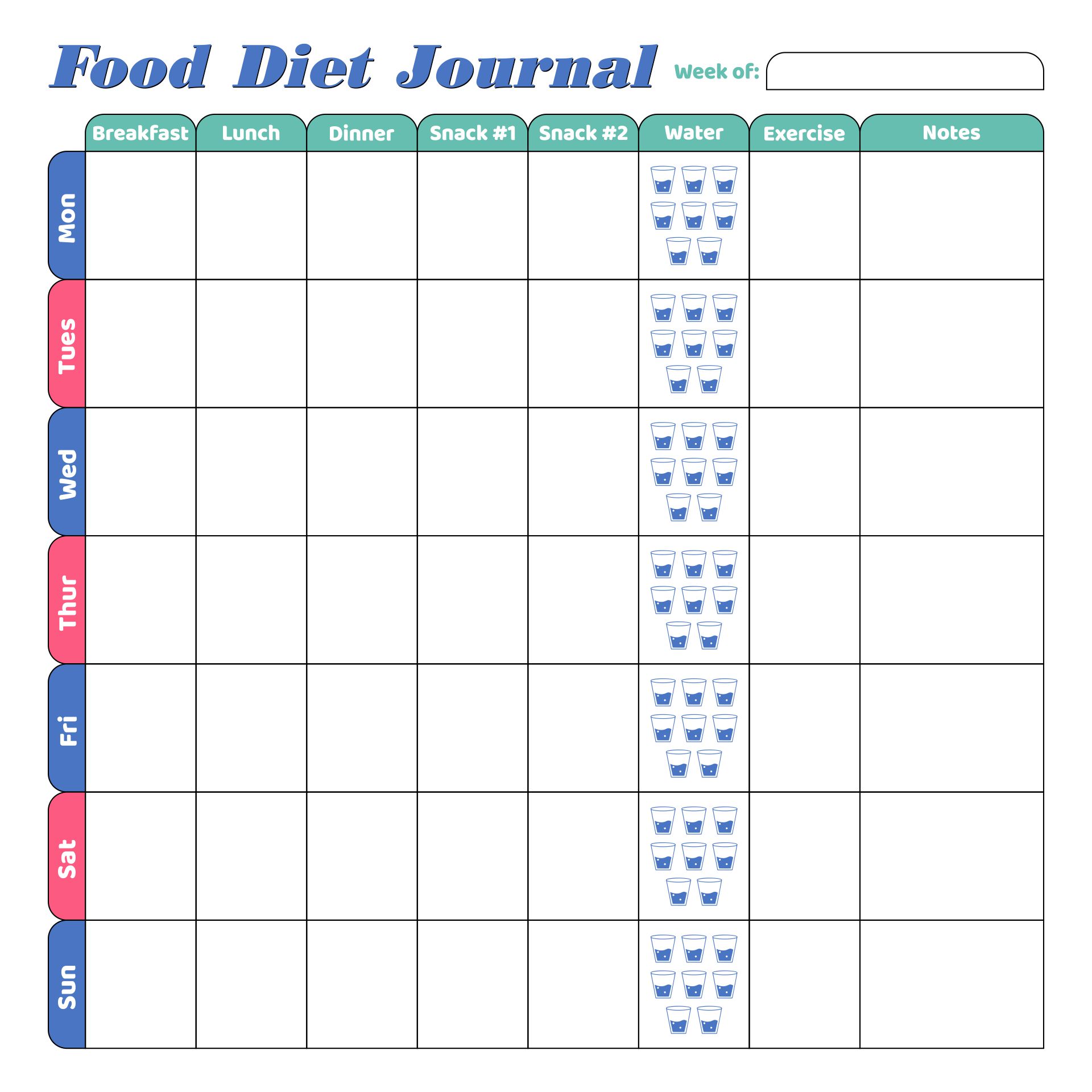 Printable Diet Journal Template