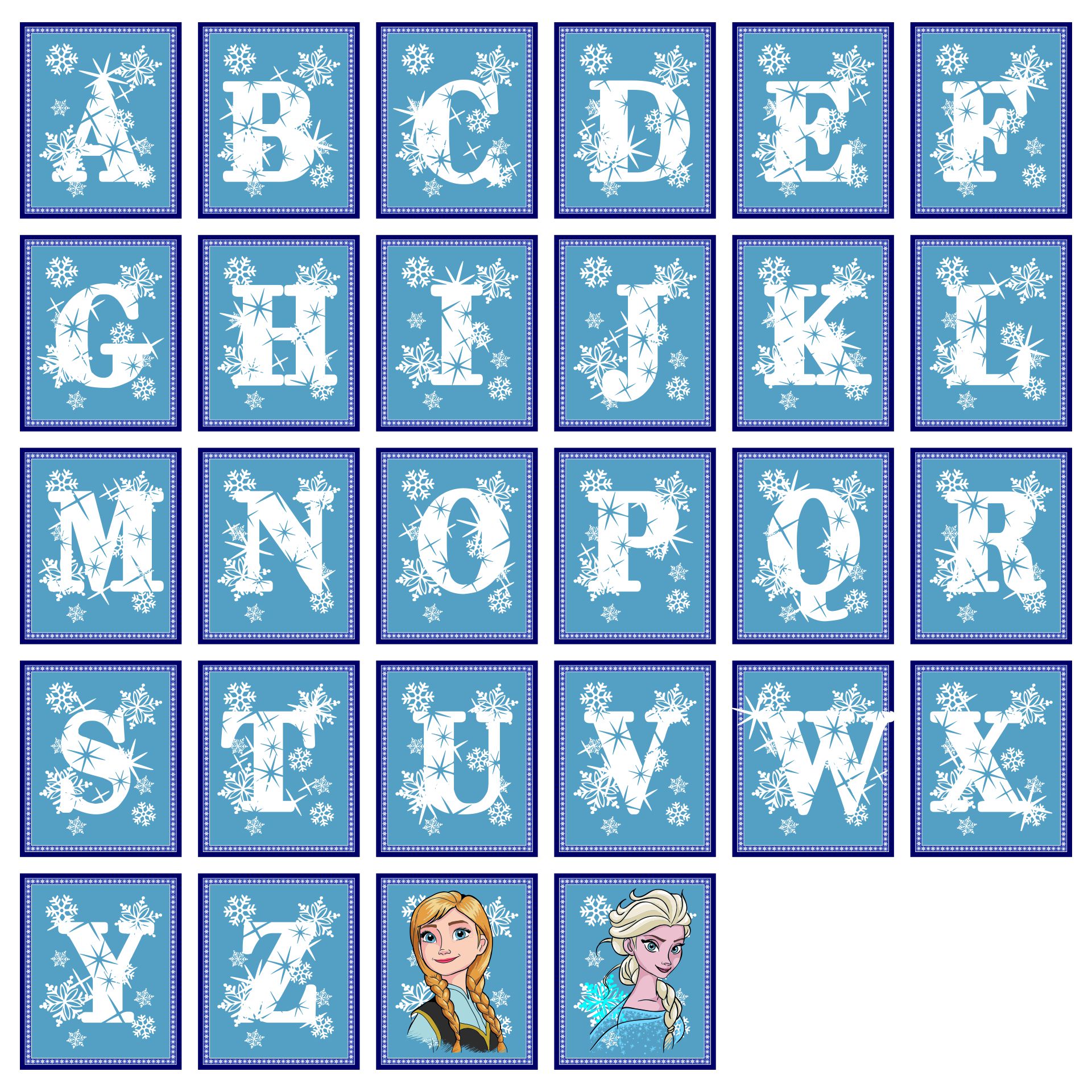 Printable Frozen Alphabet Cards