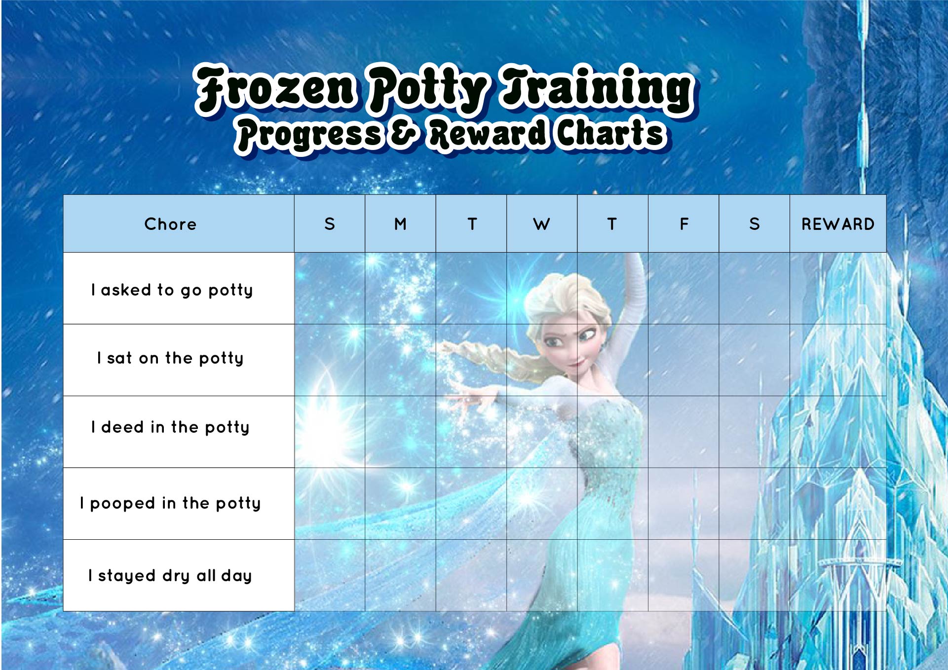 Printable Frozen Potty Training Progress & Reward Charts