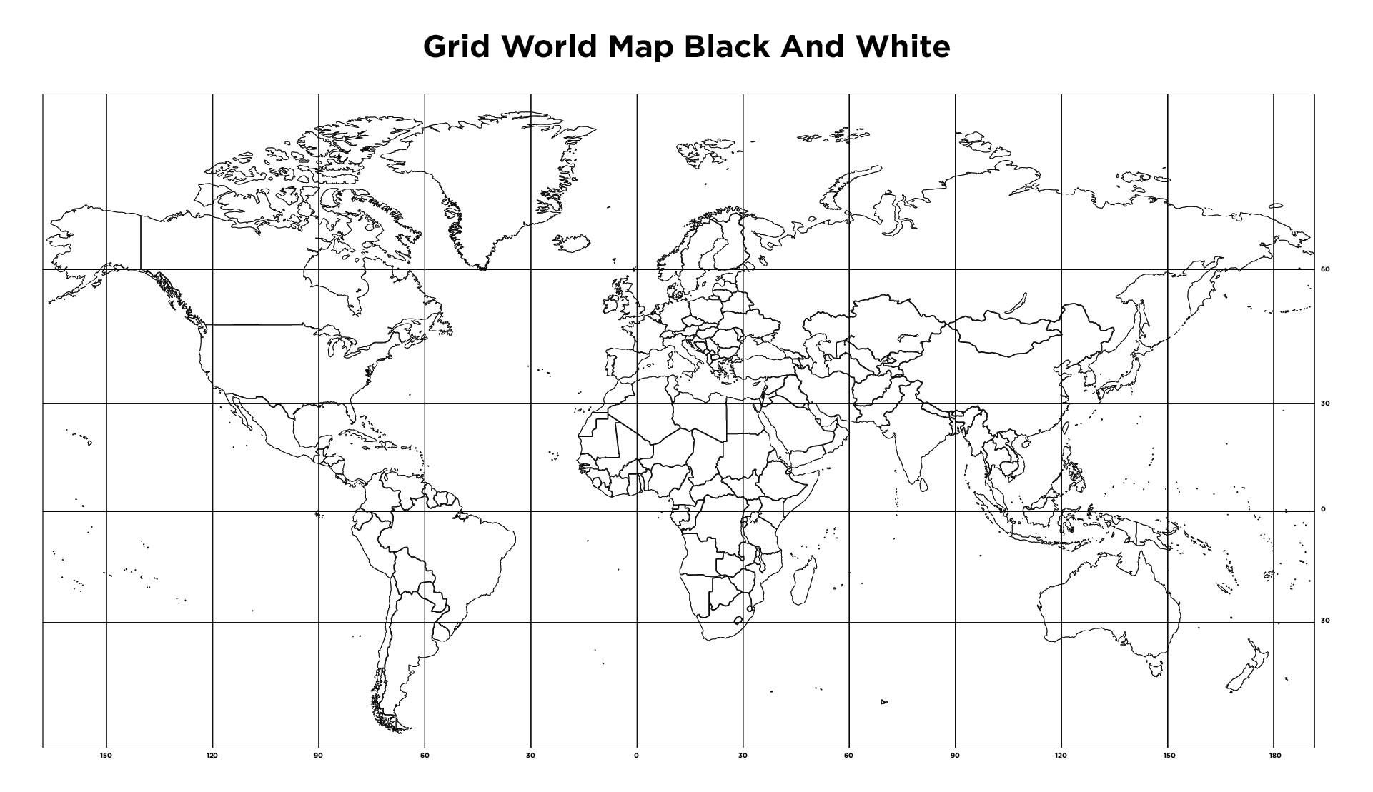 Printable Grid World Map Black And White
