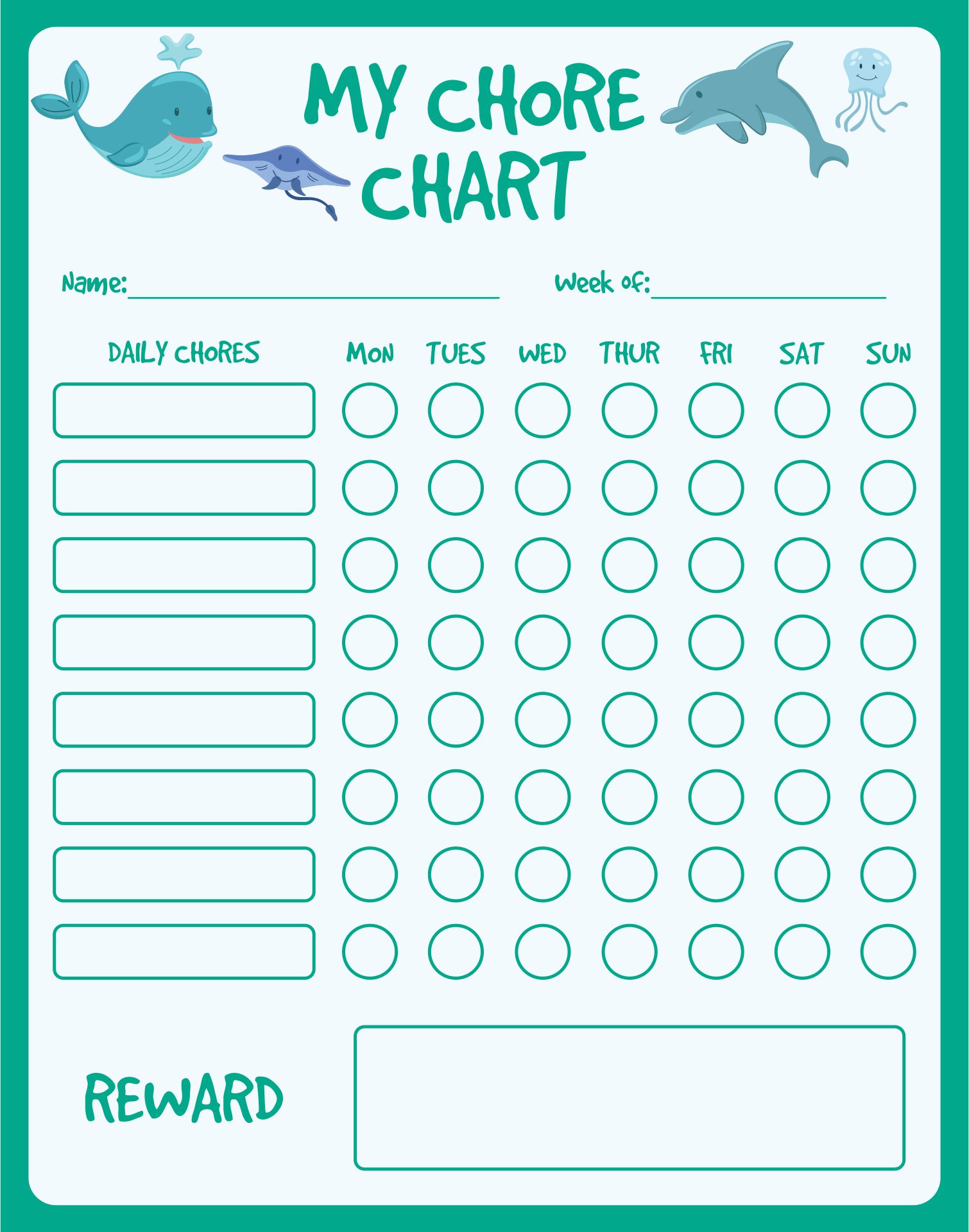 Printable Kids Chore Chart Templates