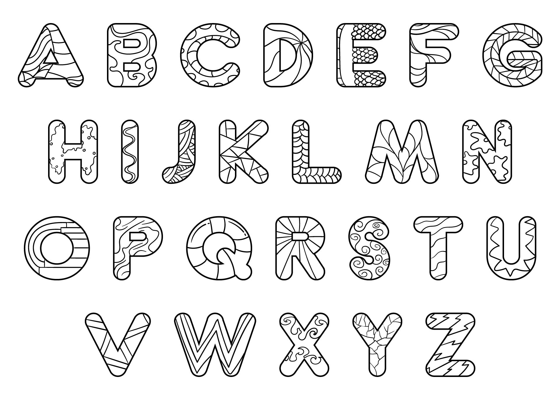 Printable Letter Alphabet Coloring Pages