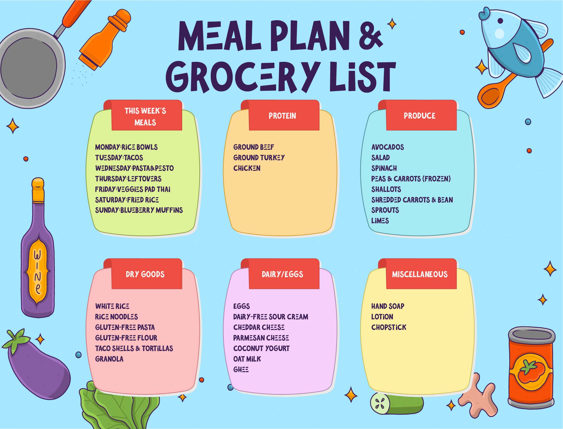 Printable Meal Planning Pages & Grocery Lists