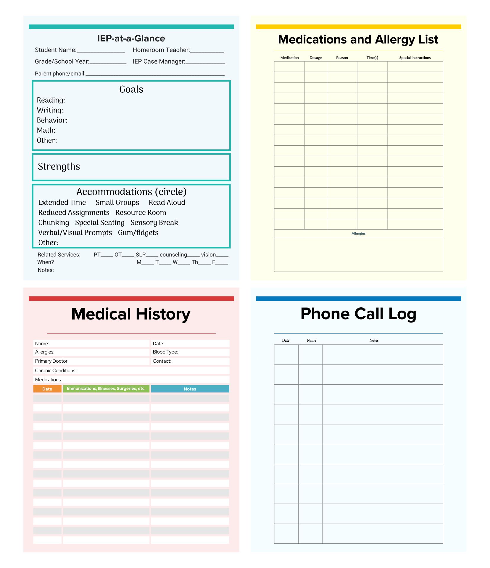 Printable Medical And IEP Binder For Your Child